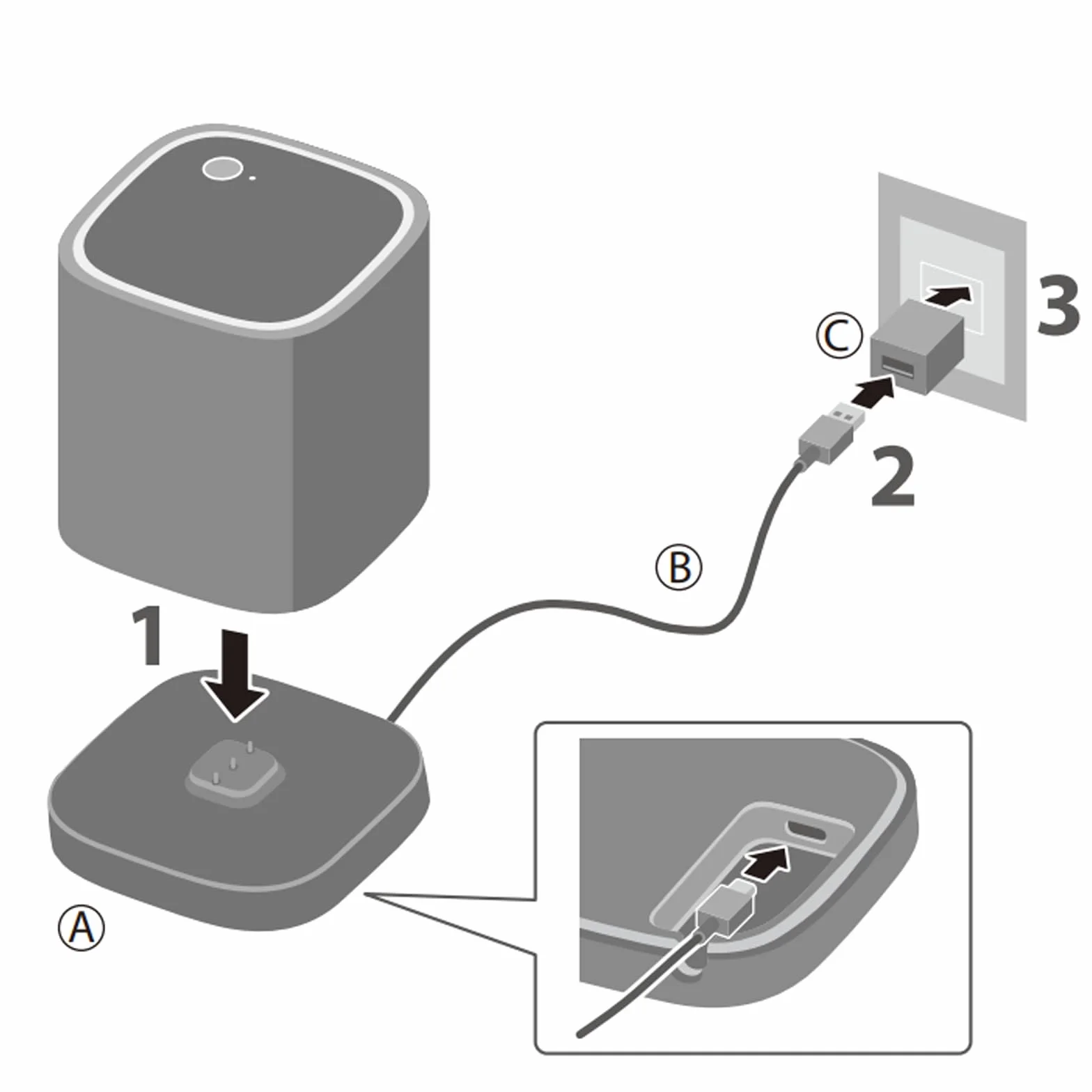 Yamaha CC-T1A Base di Ricarica Wireless per Speaker Bluetooth Portatile Yamaha WS-B1A, Ricarica tramite Cavo USB-C