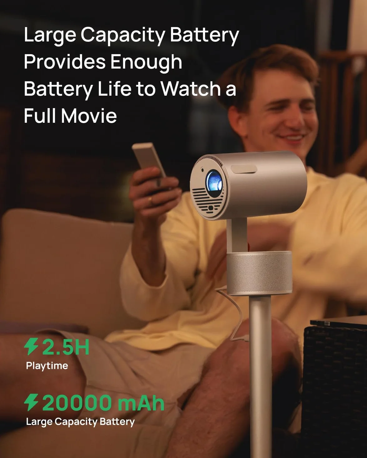XGIMI Supporto PowerBase per il proiettore MoGo 3 Pro, Power Bank Integrato, Batteria di Grande Capacità da20000 mAh,2.5 Ore di Riproduzione, Compagno di Trasporto Flessibile e Portatile per l'Esterno