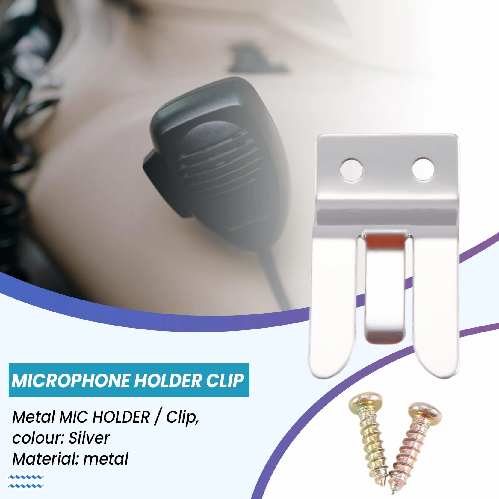 Porta/Clip Microfono Metallico - Avvitare per CB/Ham Radio - MH2