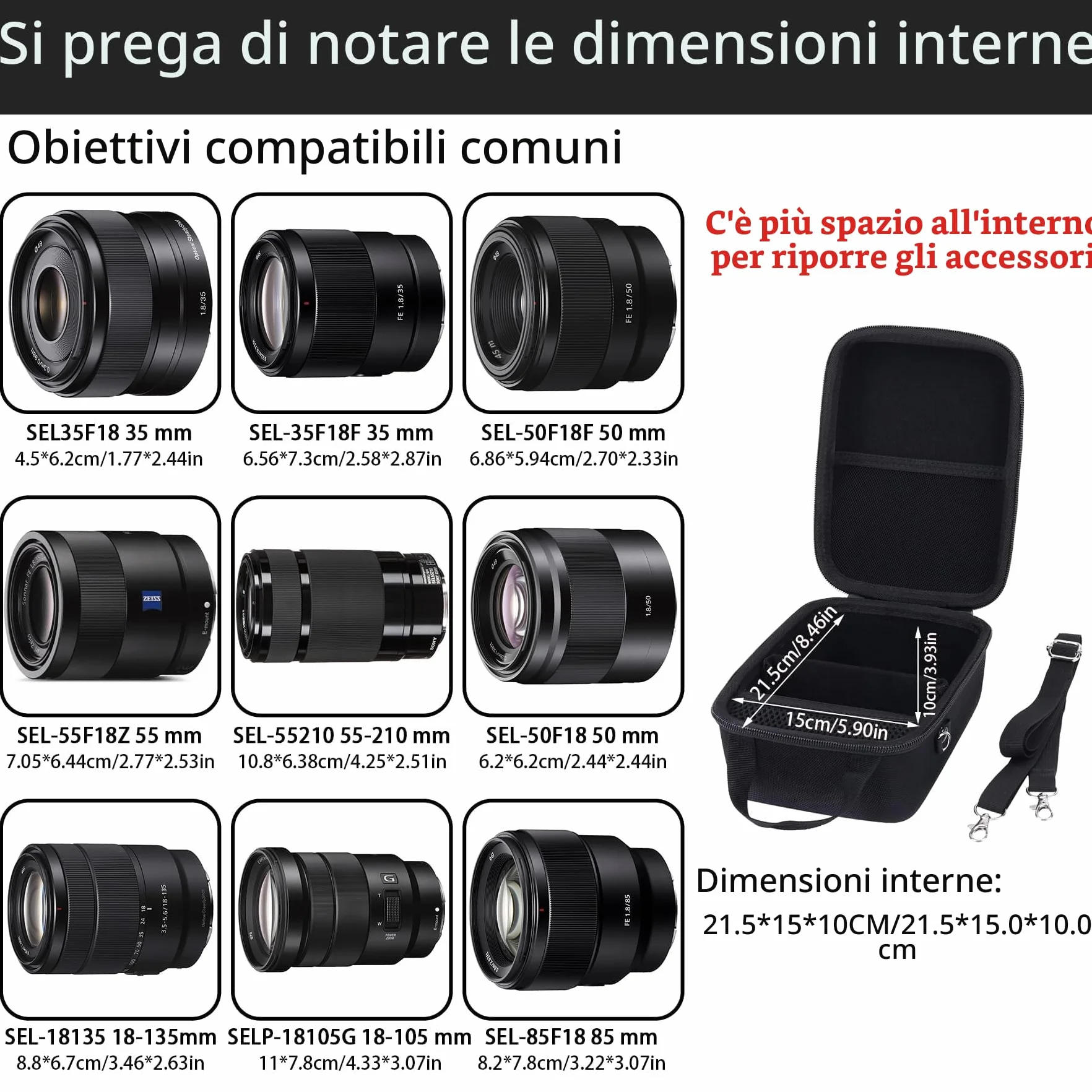 Aenllosi Custodia per fotocamera digitale mirrorless Sony Alpha a6000/6300/6400/6500/6700 (solo custodia)
