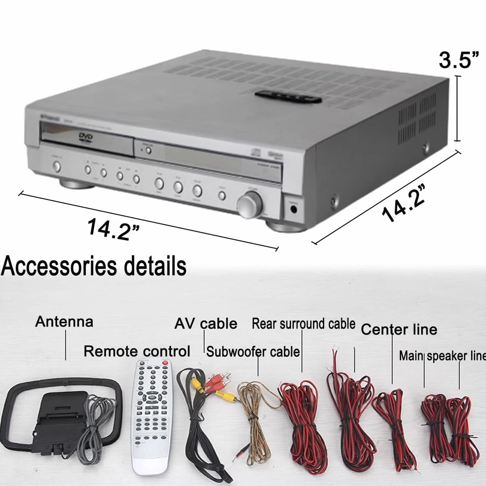 Sistema DVD Home Theater 5.1 Canali Surround con Supporto DVD/CD, Monitoraggio con Cuffie, Radio a Doppia Onda, Lettore DVD VCD CD, Uscita Ottica Fibra Coassiale