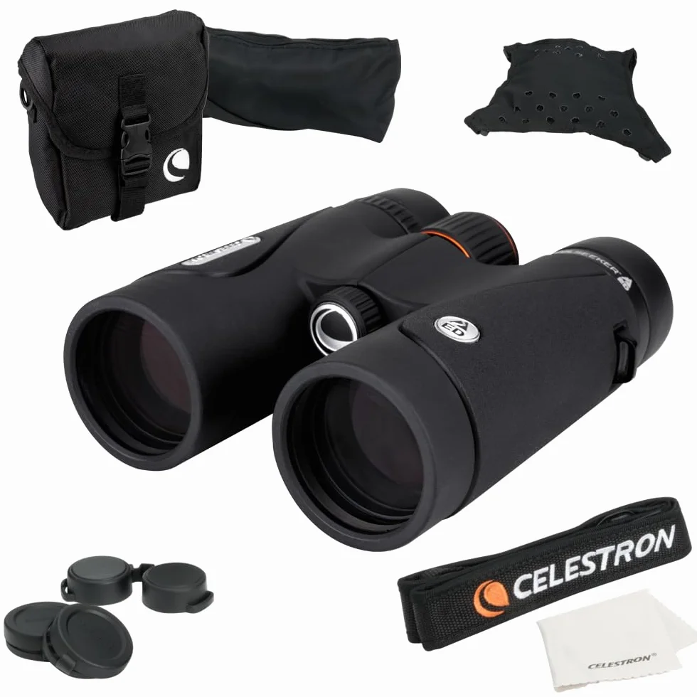 Celestron 71407 TrailSeeker ED 10 x 42 Binocolo con prisma a tetto, lente completamente multistrato, vetro prismatico BaK-4, nero