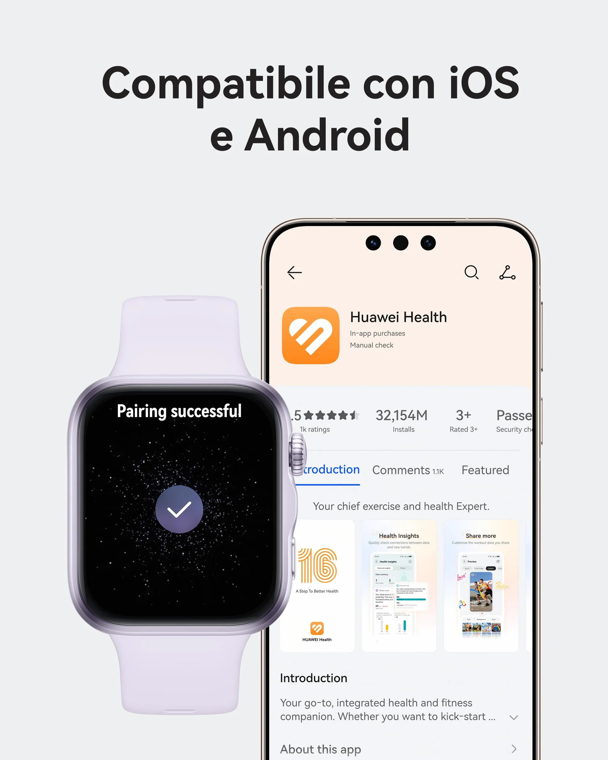 HUAWEI WATCH FIT 5 Smartwatch, Schermo AMOLED HD da 1,82", Design Raffinato, Pagamento NFC, Rilevamento Cadute, Batteria a lunga durata, Monitoraggio della salute, 5 ATM, Android & iOS, Nero