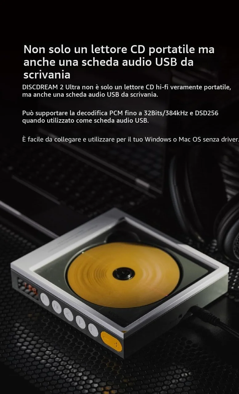 MOONDROP DISCDREAM 2 Lettore CD Portatile USB Desktop Scheda Audio Funzione Uscita Digitale Ottica