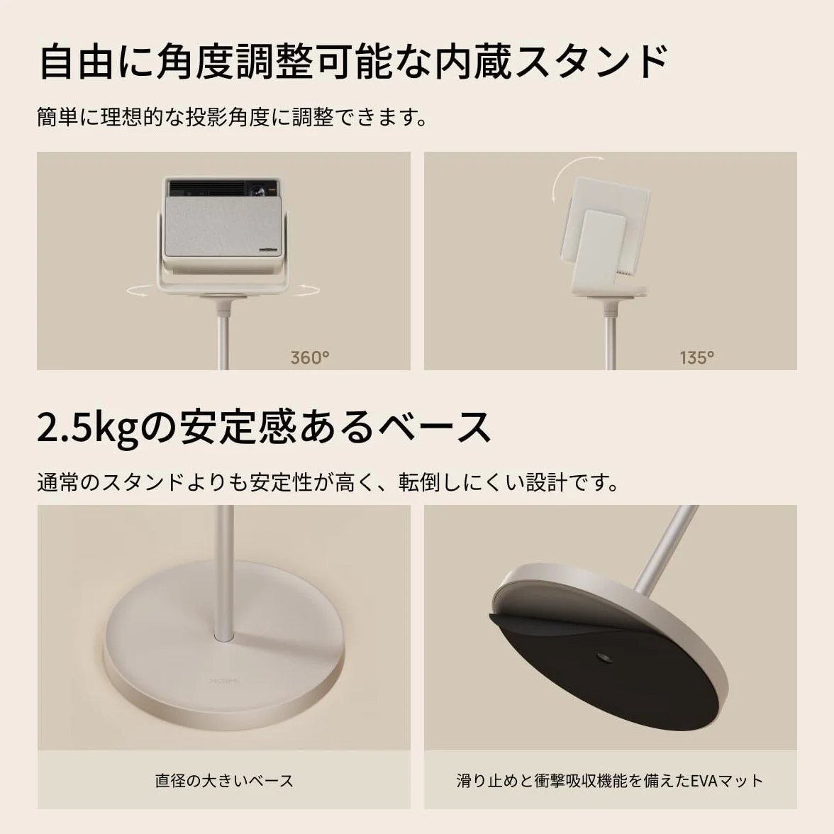XGIMI Supporto da Terra per la Serie HORIZON S, Il design modulare rende l'installazione più semplice, Realizzato in lega di alluminio, Base solida di 2,5 KG