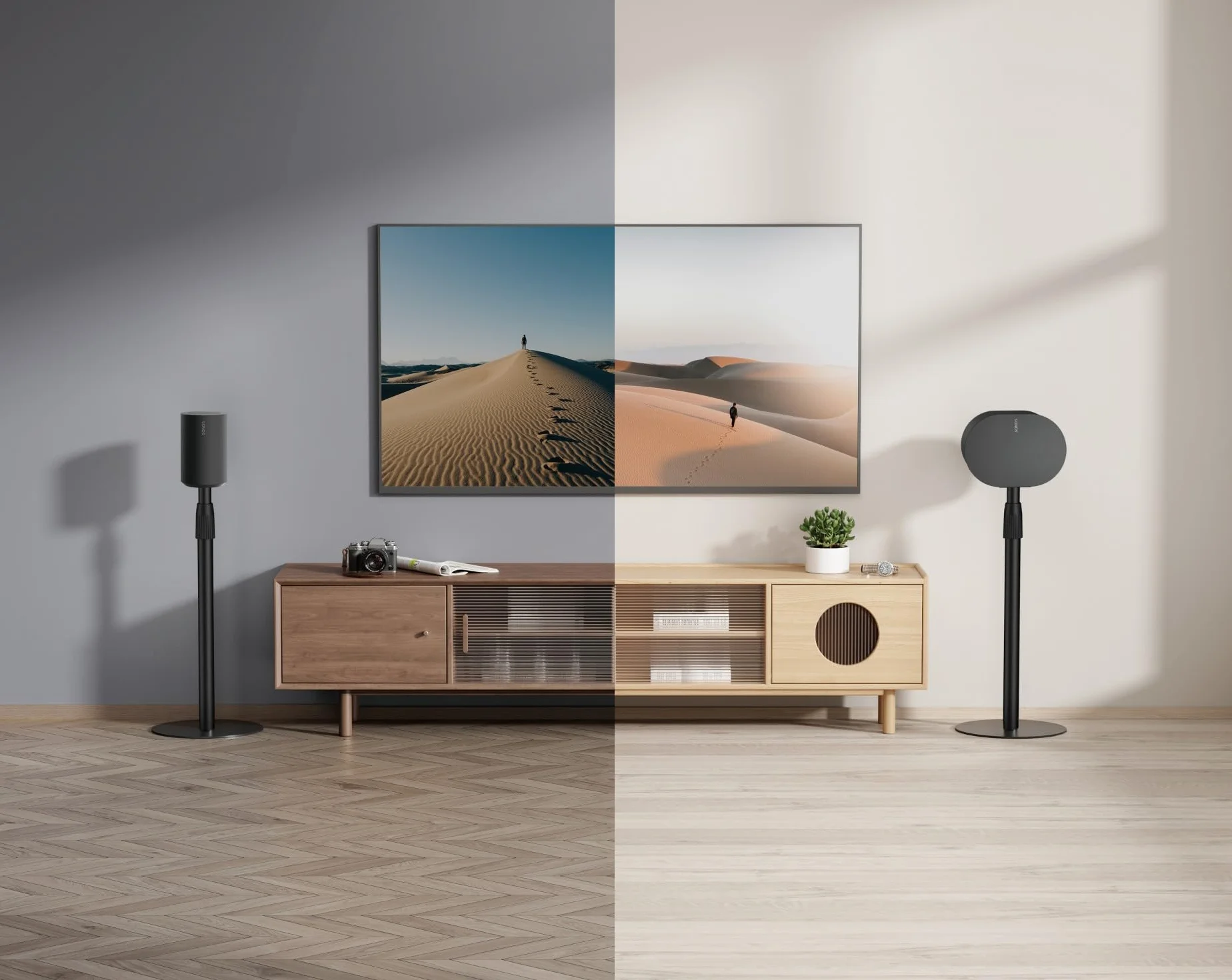 ARLI 2 supporti per altoparlanti compatibili con Sonos Era 100 e 300 regolabili in altezza nero gestione cavi