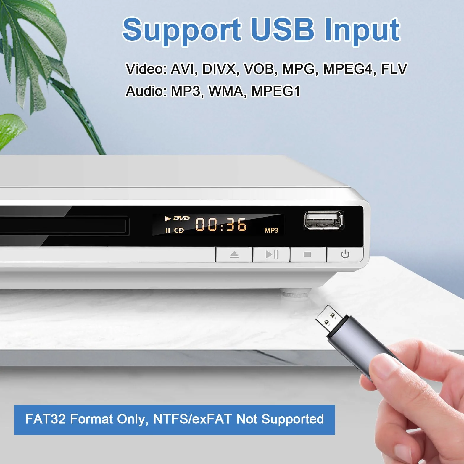 Lettore DVD Multiregione con HDMI per TV | JOVELL Riproduttore CD MP3 con Ingresso USB | Include Telecomando e Cavi HDMI/RCA | Perfetto per Film Familiari, Riproduce Tutte le Regioni (Bianco)