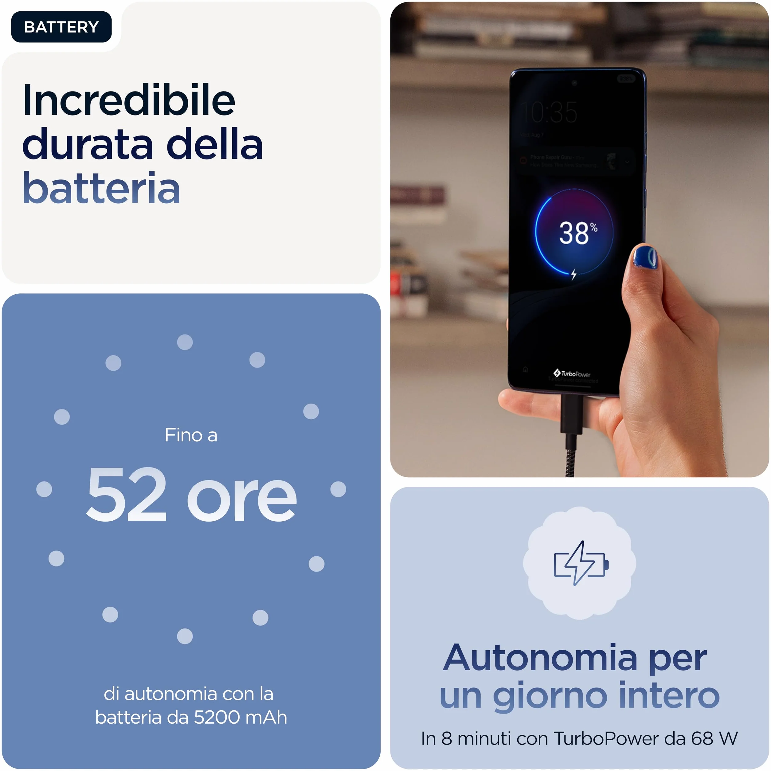 Motorola edge 60 con Moto AI (8/256GB, Fotocamera 50+50+10MP, selfie 50MP, Display 6.67" pOLED 120Hz, MediaTek Dimensity 7300, batteria 5100mAh, ricarica 68W, Android 15), PANTONE Gibraltar Sea