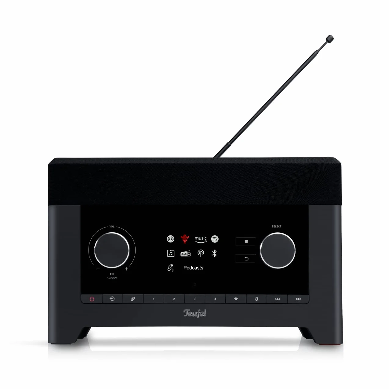 Teufel RADIO 3SIXTY Altoparlante Bluetooth con Radio Digitale Premium DAB+, 360° Suono e Subwoofer, Radio Internet, Funzione Power Bank - Nero