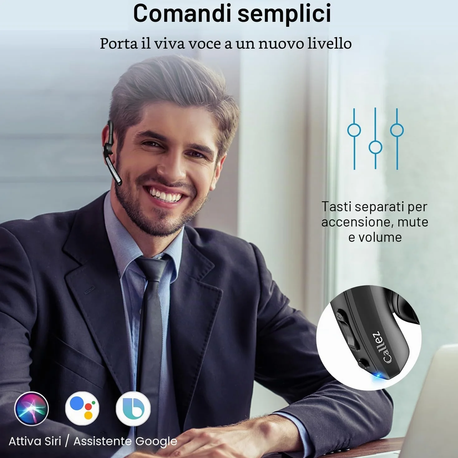 Callez Auricolare Bluetooth per iPhone Samsung Cellulare, Auricolari Bluetooth Singolo V5.0 con CVC8.0 Doppio Microfono ENC Cancellazione del Rumore Cuffie Wireless per Guida Ufficio Lavoro