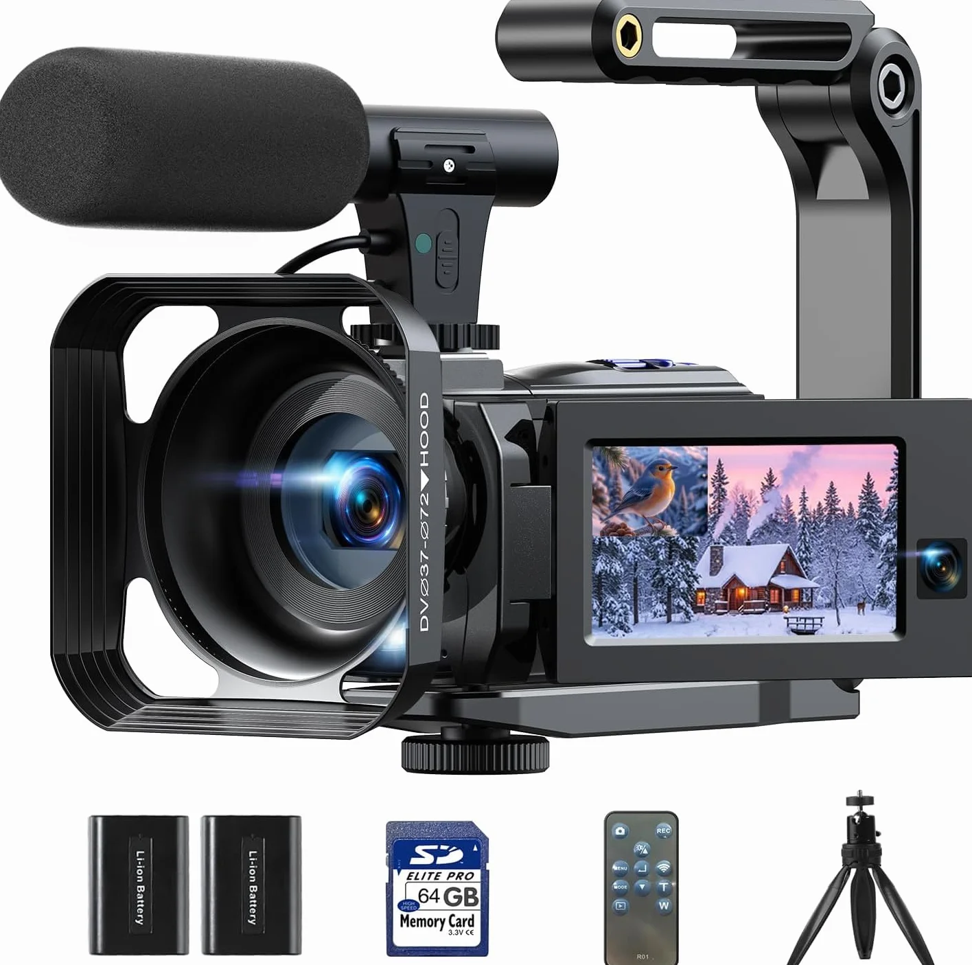Videocamera Camcorder 5K WiFi 56MP Doppio Lente 16X IR Night Vision Video Camera 3.0" Touchscreen Vlogging Camera per YouTube con 2 Batterie,Scheda 64GB,Telecomando,microfono