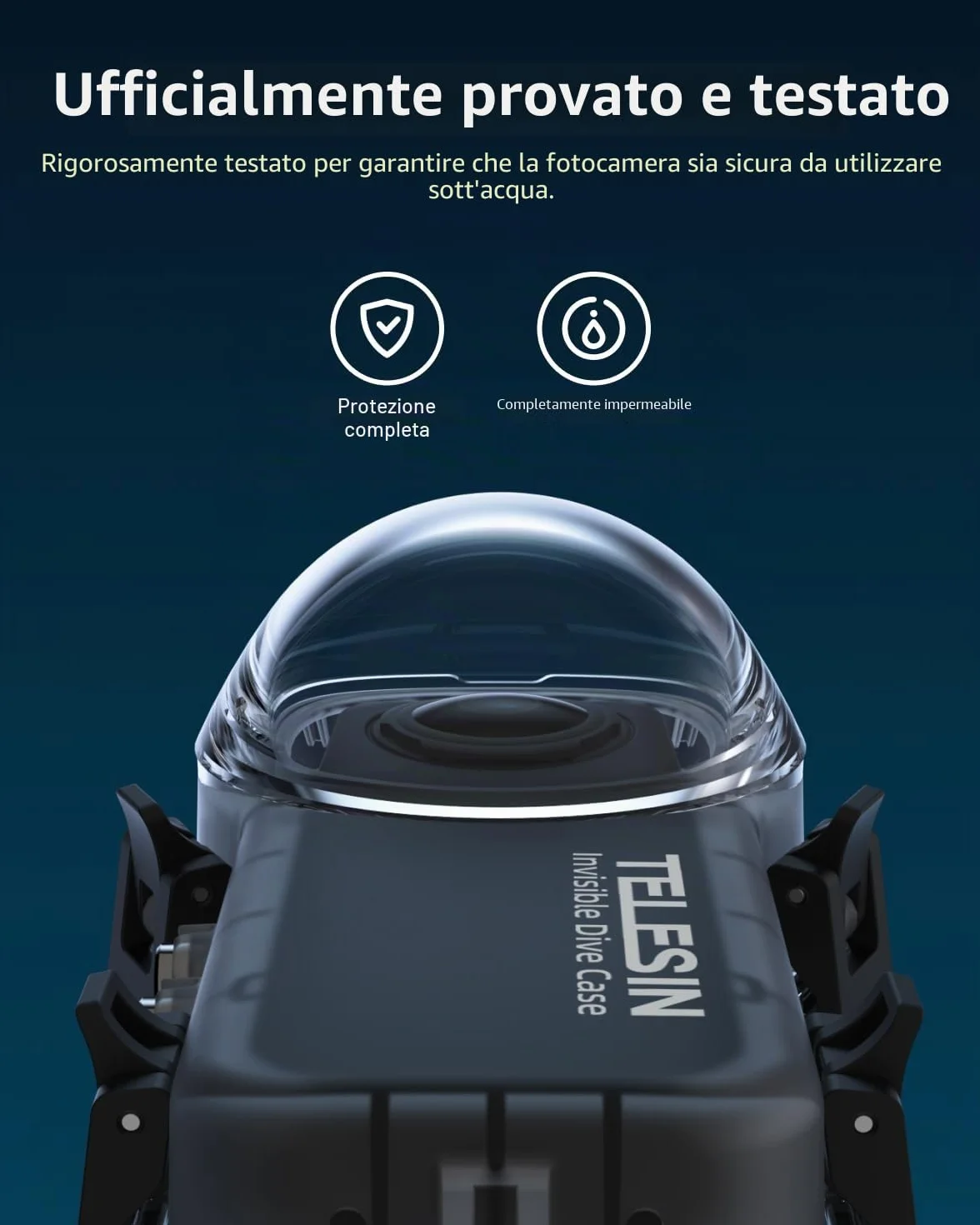 TELESIN Custodia impermeabile per Insta360 X4, Custodia subacquea fino a 50m/164ft, custodia subacquea protettiva per accessori per fotocamera Insta 360 X4, riprese subacquee versatili