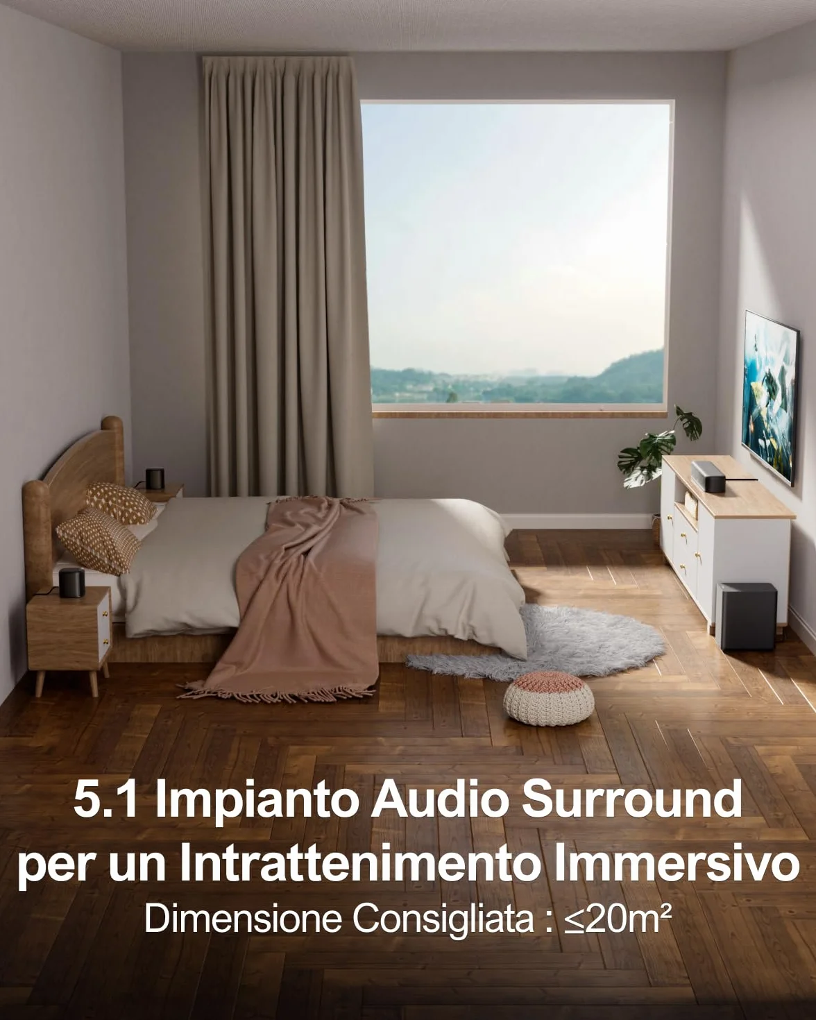 ULTIMEA 5.1ch Soundbar, Impianto Surround Virtuale per TV, App Controllo, Sound Bar per TV con Impianto Audio Home Theater, Soundbar Bluetooth con Subwoofer e 2 Altoparlanti Surround, Aura A30