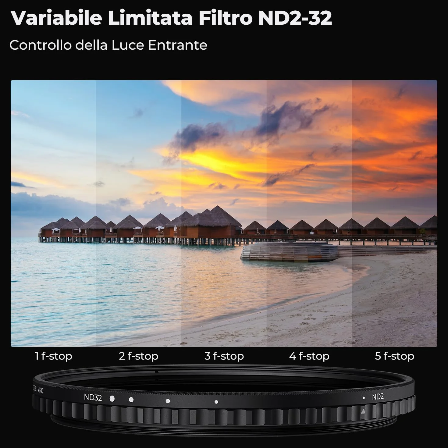 K&F CONCEPT Nano-X 77mm Filtro Variabile ND2-32 (1-5 stop) di Vetro Ottico con Rivestimento Nano a 28 Strati per obiettivi 77mm