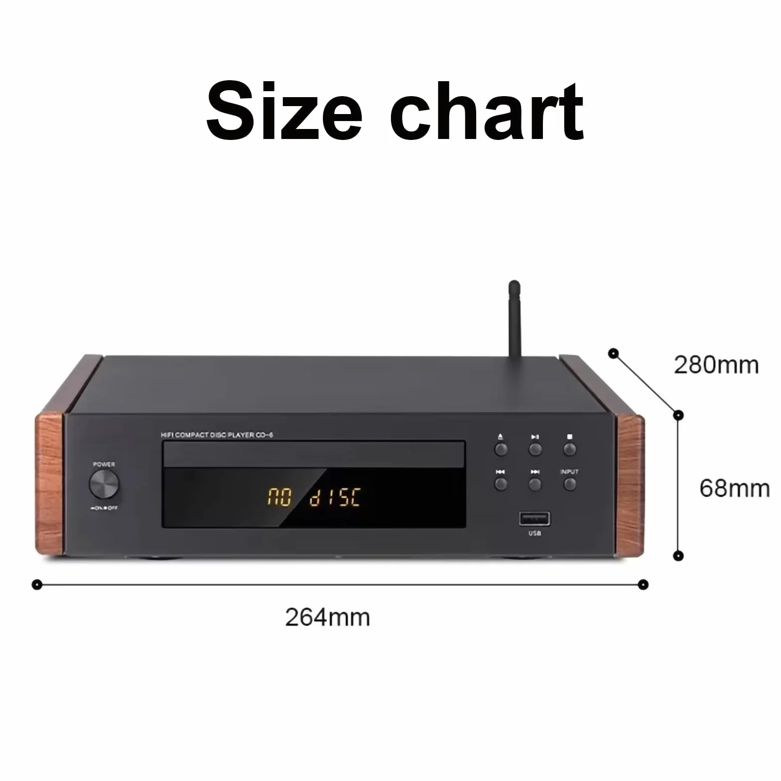 Lettore CD Hi-Fi lossless | Uscita ottica/coassiale, DAC 24 bit/96 kHz, chip ATS2853, supporta CD/MP3/WMA/USB, include telecomando, uscita audio digitale,Natural