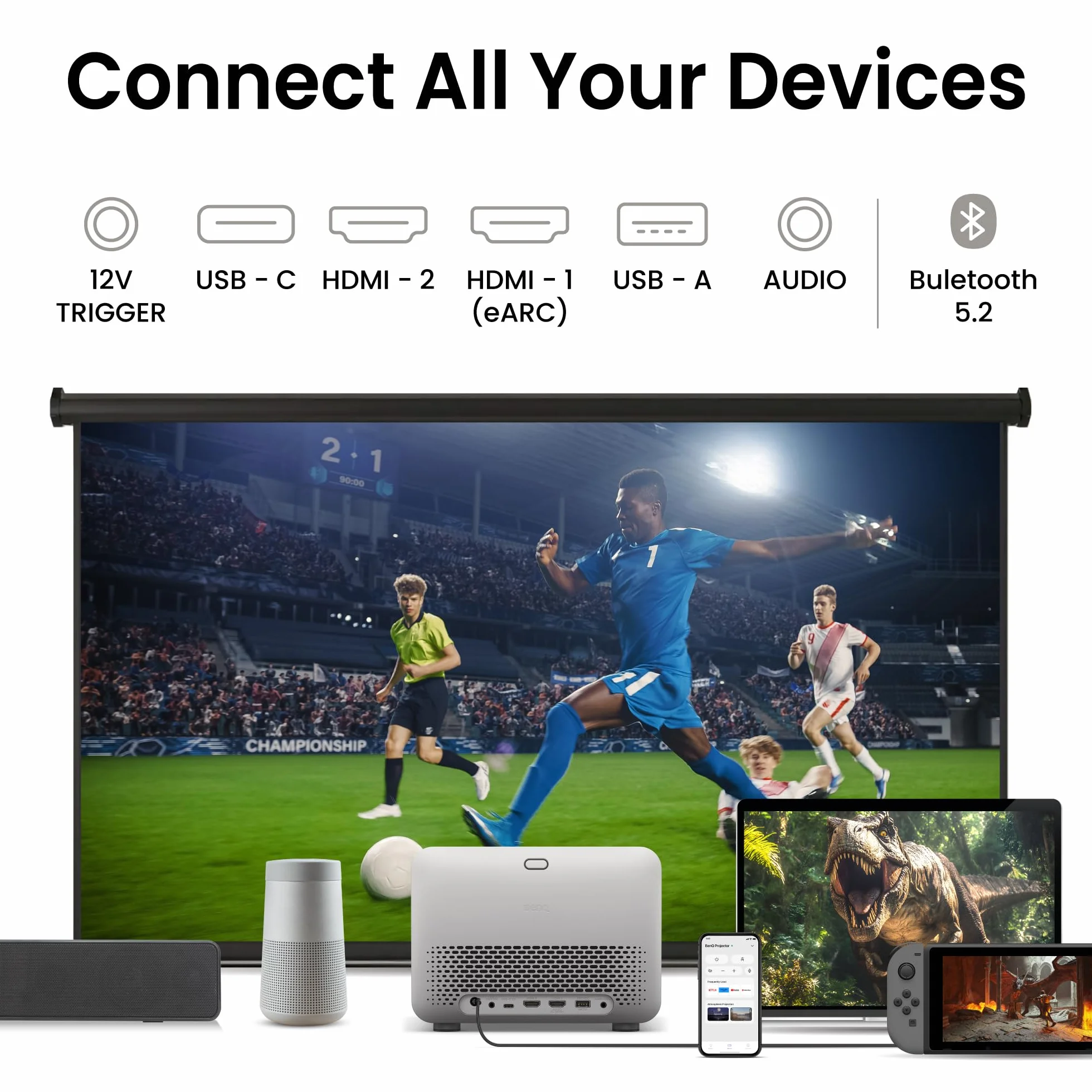 BenQ TK705i Proiettore 4K HDR, 3000 ANSI Lumen, Google TV con Netflix, basso input lag, regolazione automatica, zoom ottico, HDMI 2.1, Bluetooth, fino a 150", MEMC, HDR10+