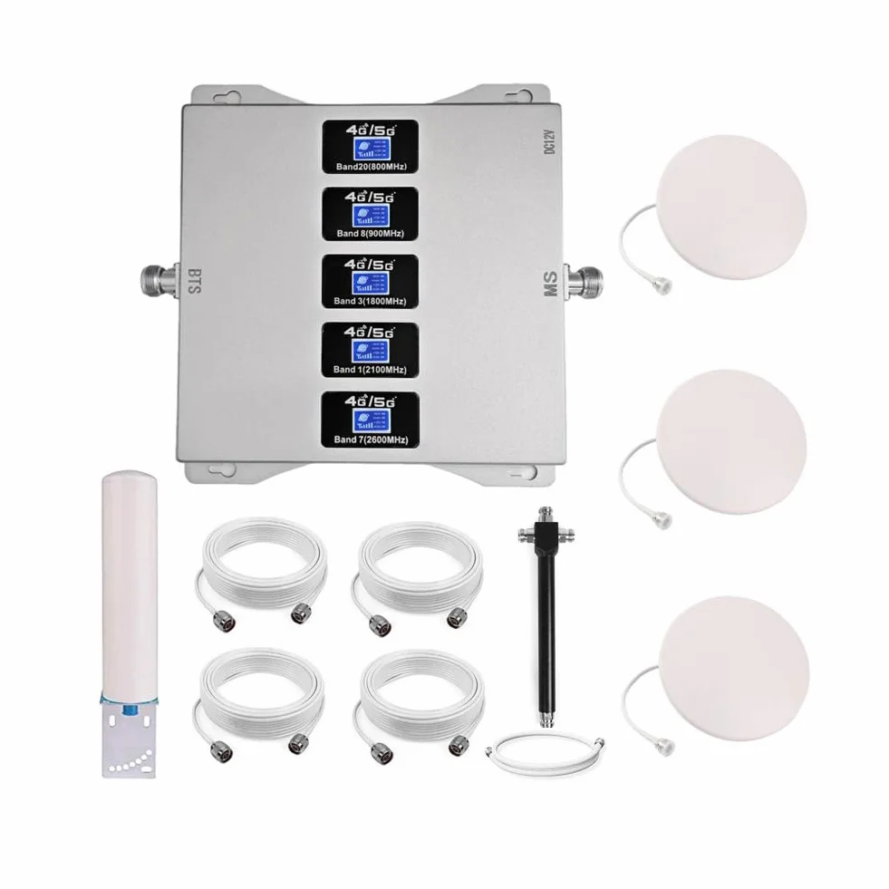 Ripetitore 4G 5G Ripetitore Segnale Cellulare 5 Bande, Tre Antenne Interni