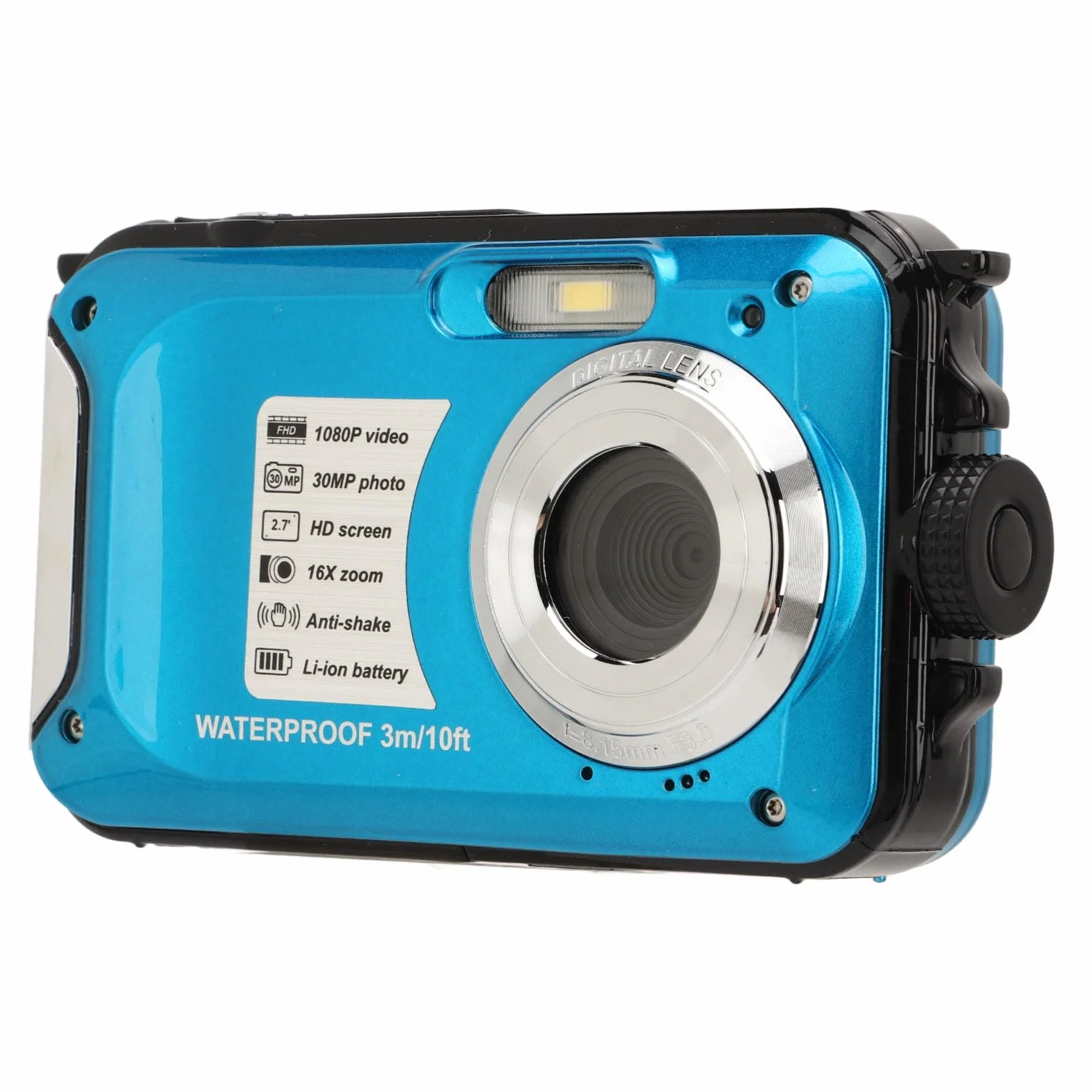 Fotocamera Subacquea, 1080P 30MP con Display LCD Fotocamera Digitale Impermeabile per Campeggio Snorkeling