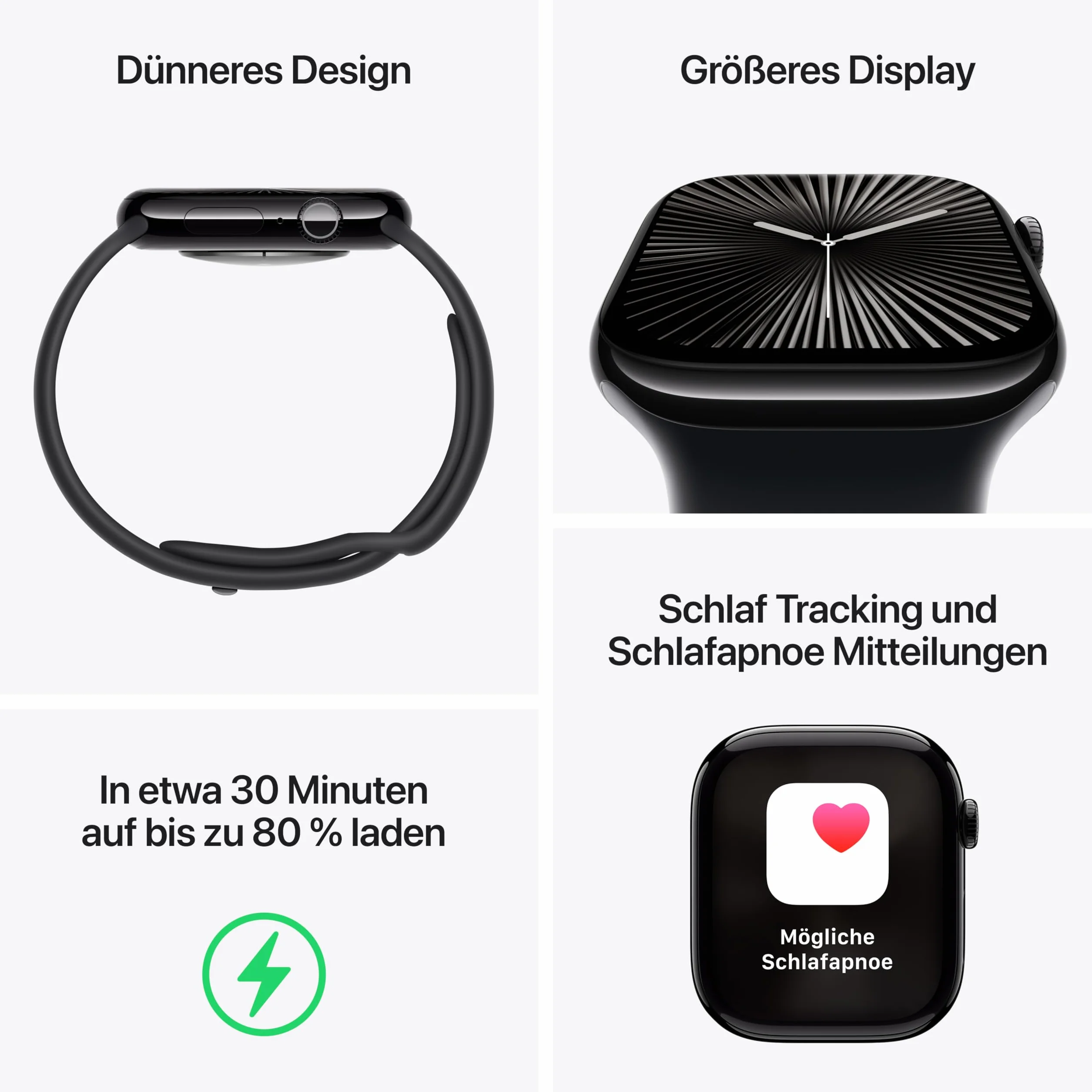 Apple Watch Series 10 [GPS+ Cellular, 46mm] - Cassa in alluminio Nero Black con Banda Sportiva Nera, M/L (Ricondizionato)
