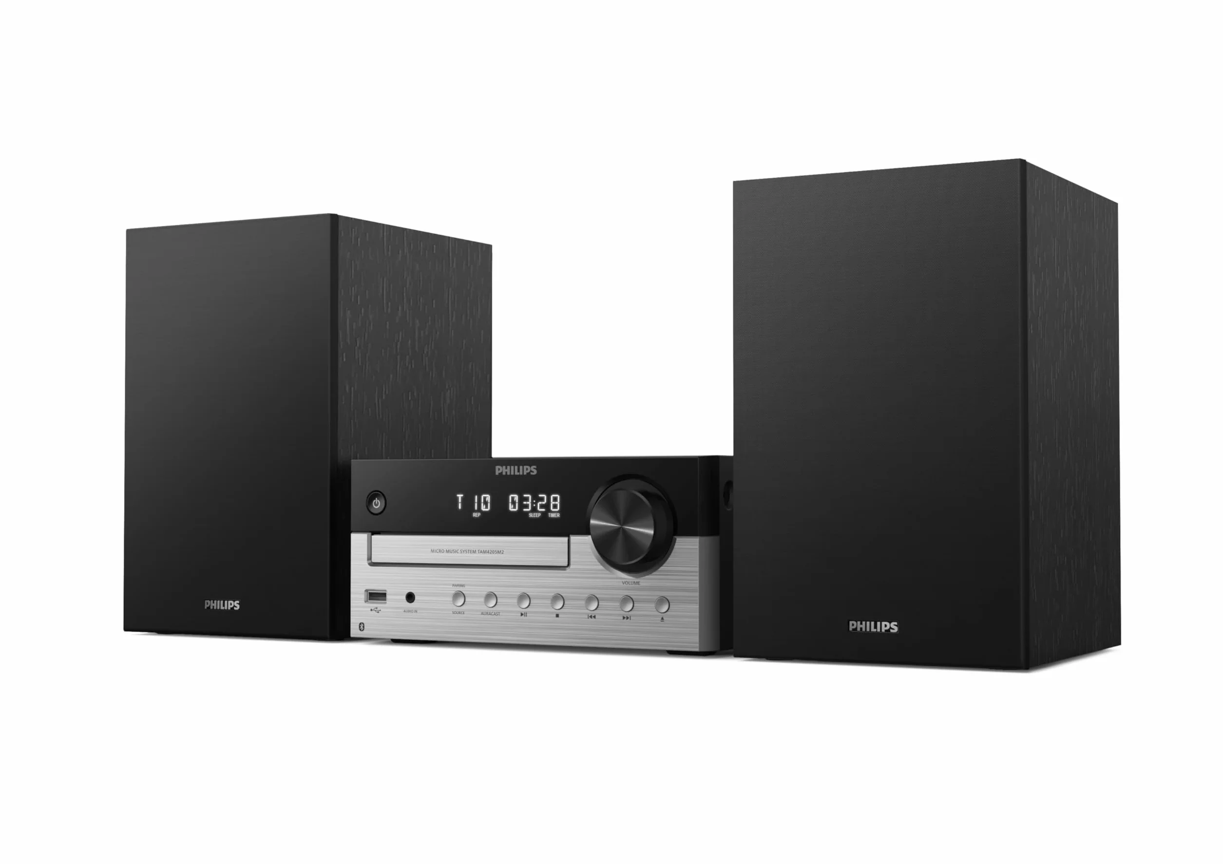 Philips TAM4205M2 Sistema Micro Hi-Fi – 80W, Altoparlanti Bass Reflex, CD, FM, USB, Audio-in, Bluetooth 5.4, Auracast, Digital Sound Control, Telecomando, Imballaggio ecologico
