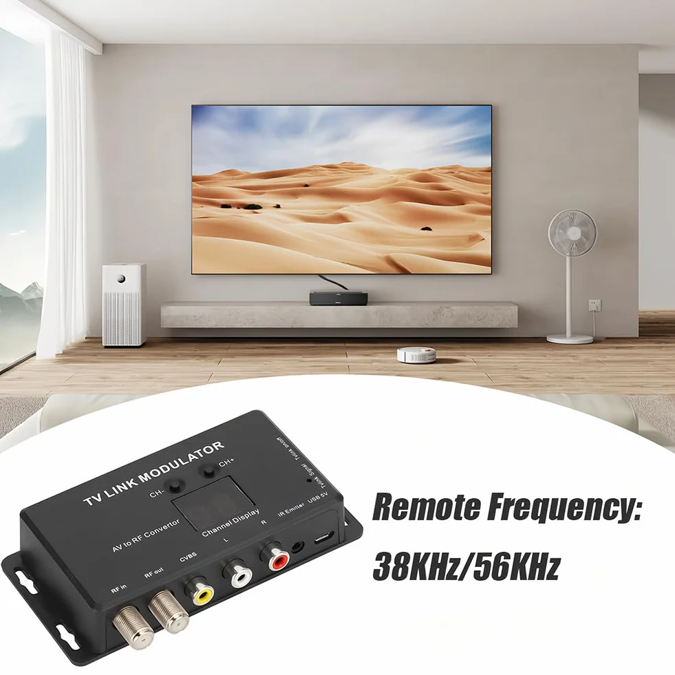 Modulatore UHF TV Link Estensore IR Convertitore da AV a RF con Display Canale, Regolabile per AV Source