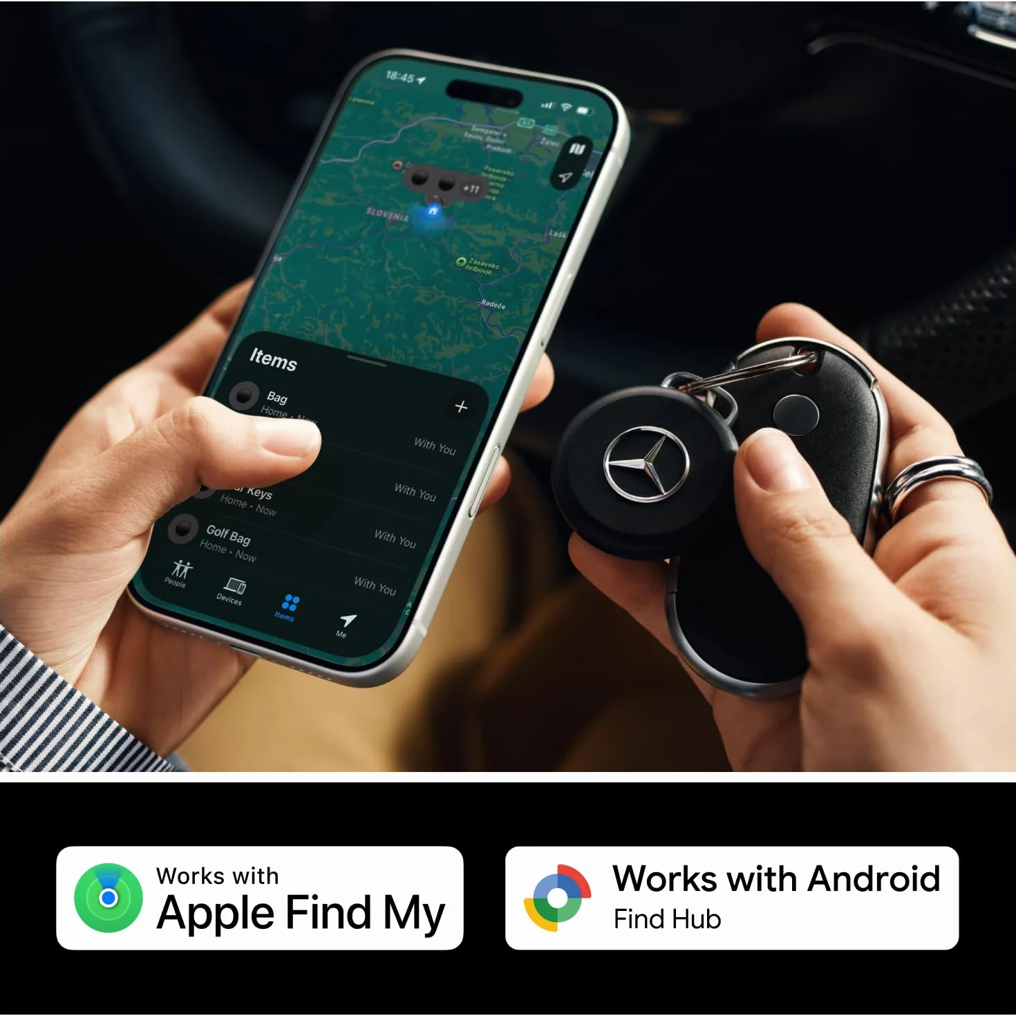 Chipolo LOOP Mercedes-Benz Edition Rechargeable Tracking Tag Item Locator for Keys Bags Apple Find My Android Find Hub