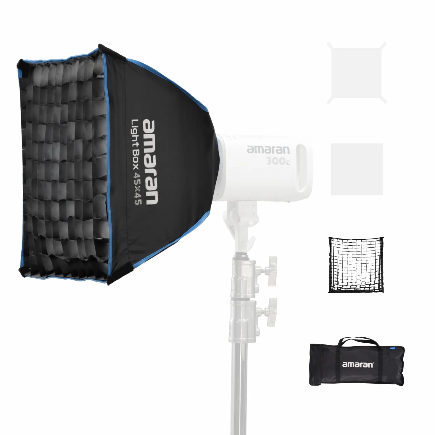 Amaran Light Box 45x45cm Softbox con Attacco Bowens, Diffusore Quadrato a Montaggio Rapido con Griglia per Fotografia e Video, Portatile e Leggero con Borsa per il Trasporto