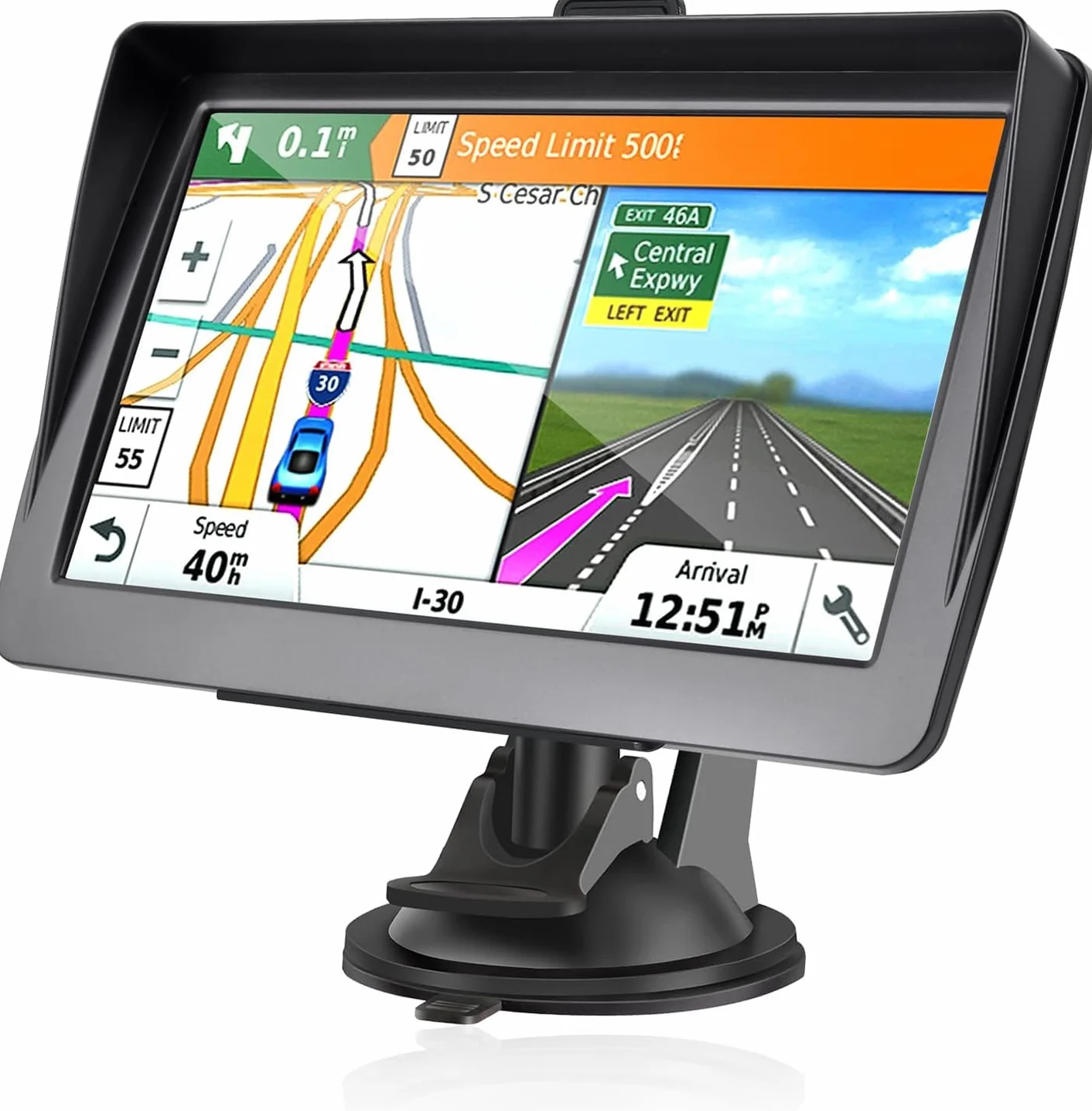 Navigatore GPS 7 Pollici per Auto/Camion/Camper 2025​​ – Mappe Europa Aggiornate Gratis, Avvisi Velocità & POI, Guida Vocale
