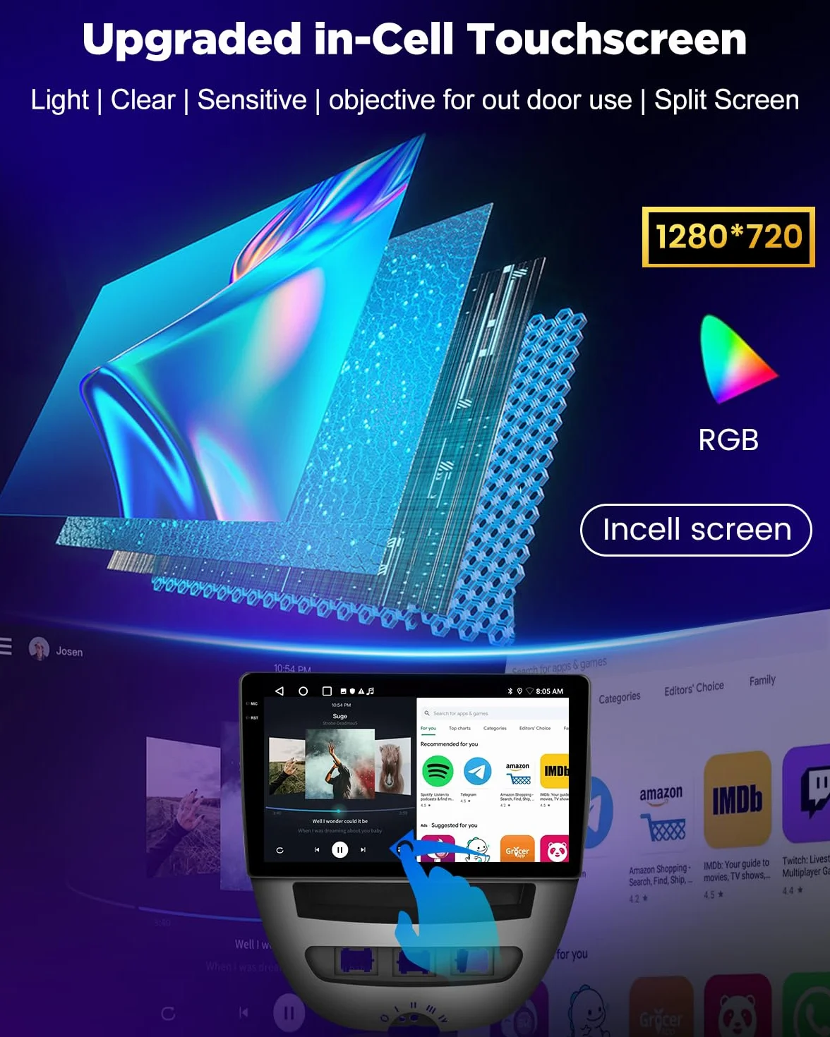 NHOPEEW 4+128G Autoradio per Peugeot 107 / Citroen C1 / Toyota Aygo 2004-2014 con Carplay Android Auto - Schermo incell da 10 pollici Supporto WiFi GPS Comandi al volante + Telecamera di retromarcia
