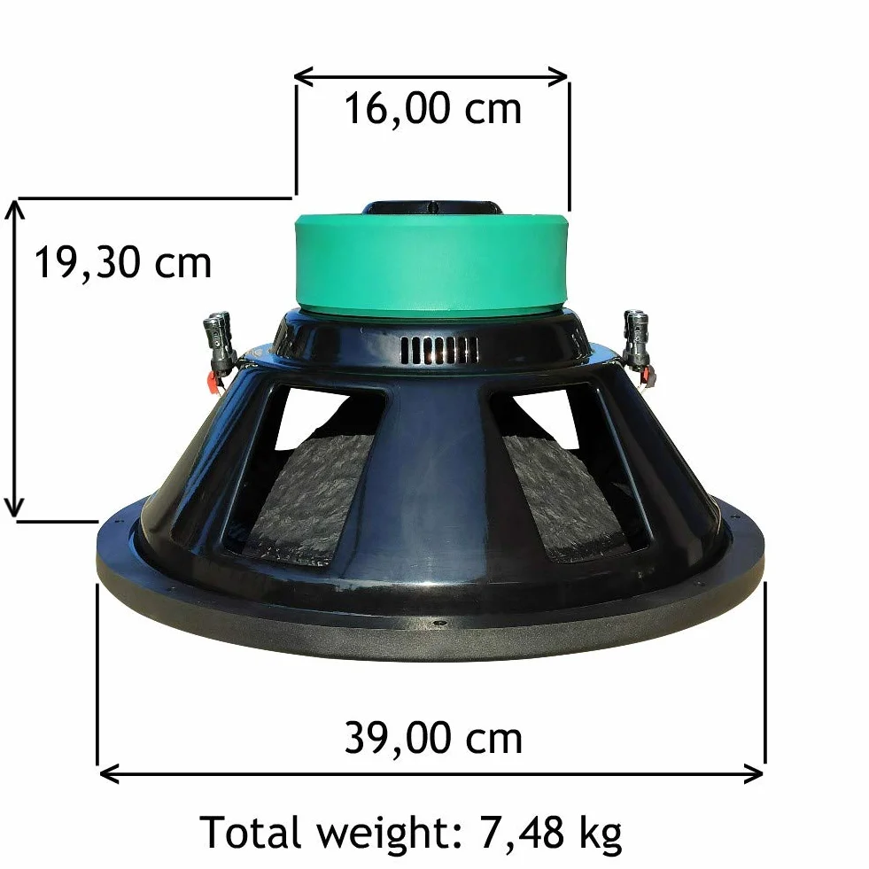 1 SUBWOOFER IPNOSIS IPW 8038.2 38cm 15" di diametro doppia bobina dual voice coil 2+2 ohm 800 watt rms 1600 watt max auto car, 1 pezzo