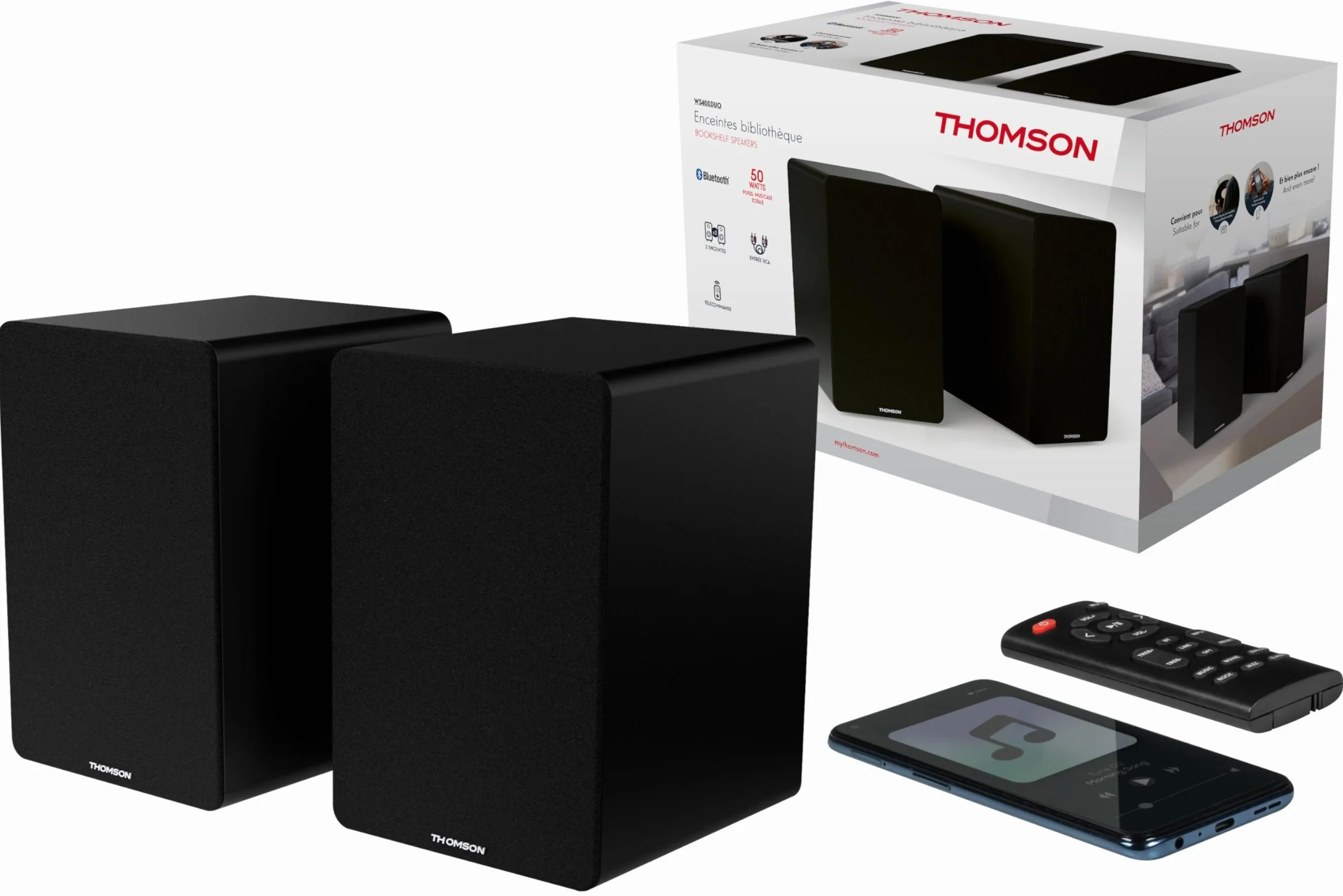 THOMSON WS400DUO Ensemble de deux enceintes 2x 7,5W Noir