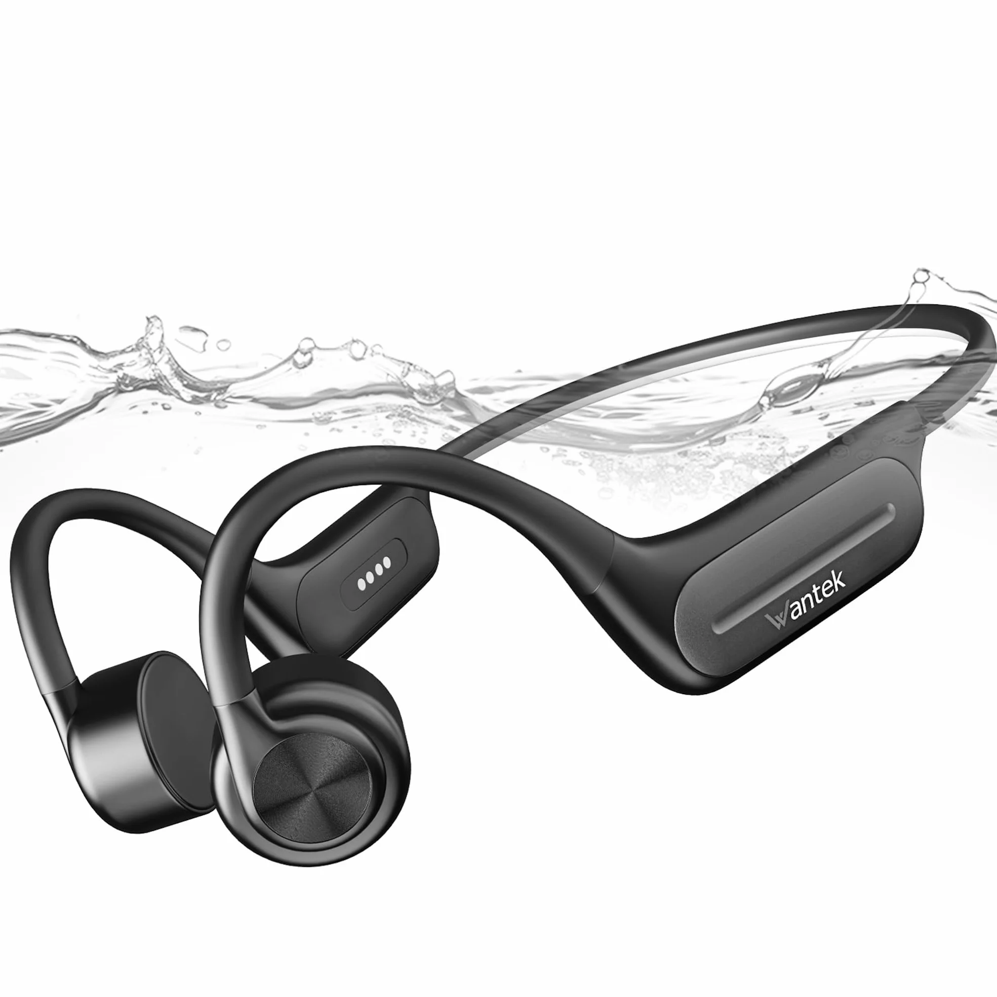 Wantek Cuffie Conduzione Ossea Bluetooth, Auricolari Open-Ear Wireless con Lettore MP3 32GB,IP68 Impermeabili,per Nuoto,Corsa,Ciclismo,Allenamento e Nuoto Auricolari Sportivi