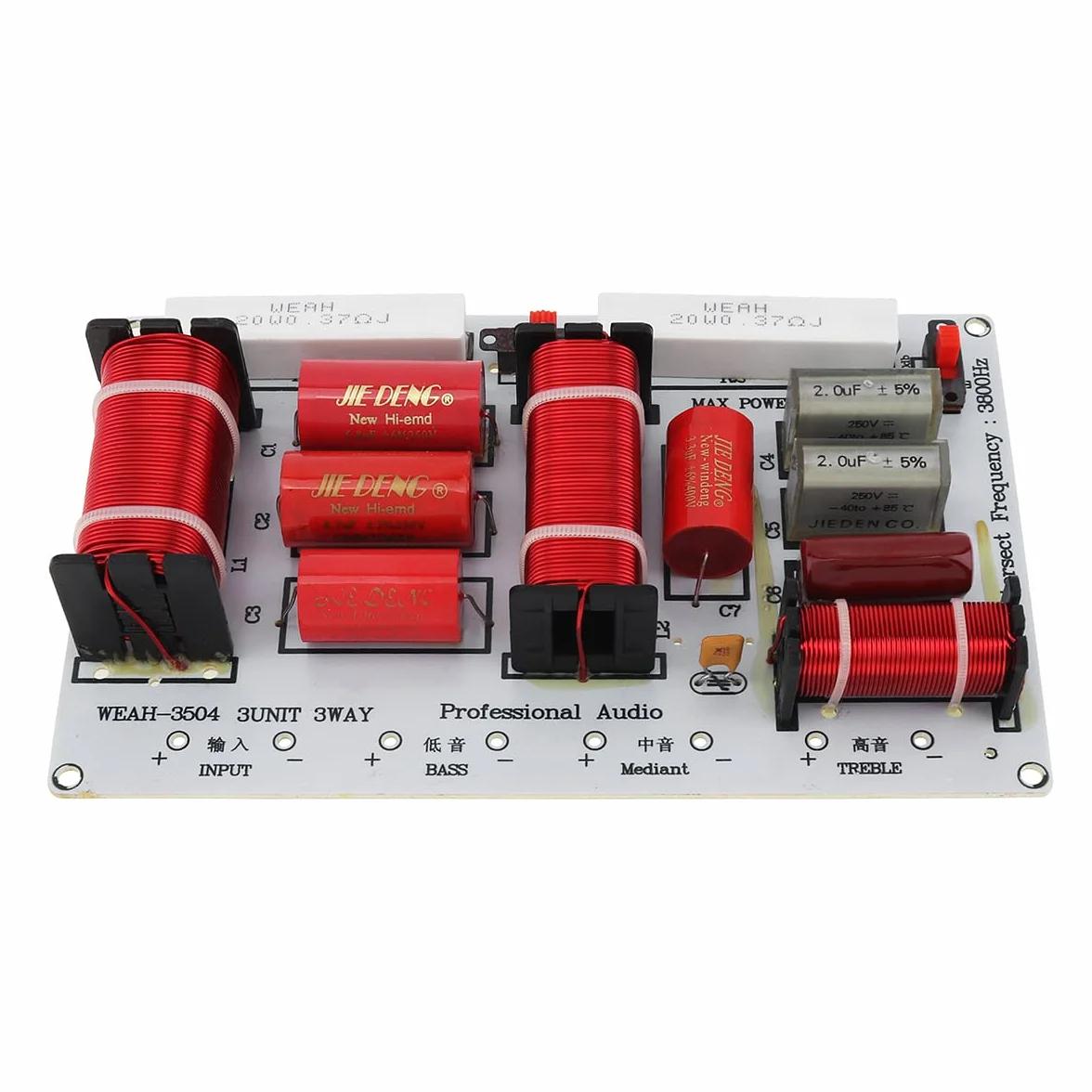 Crossover a 3 vie per altoparlante, sistema di altoparlanti a 3 vie da 350 W, filtri crossover audio, modulo divisore di frequenza, 2 pezzi