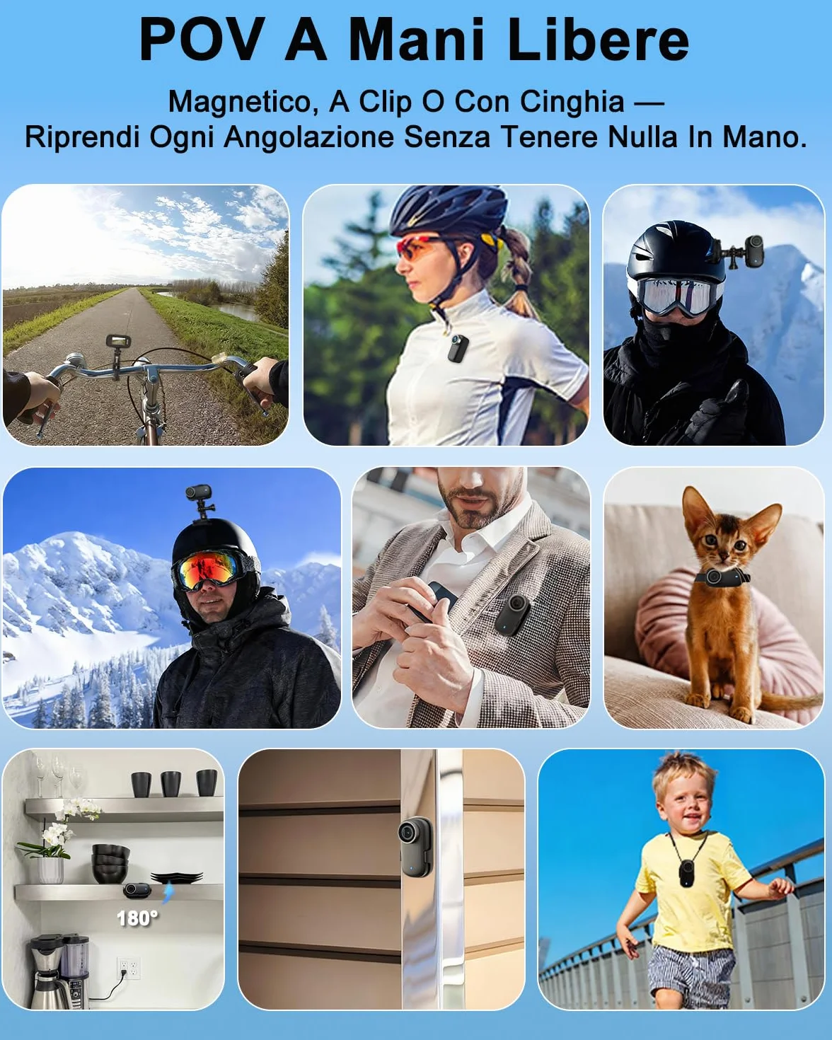 Action Cam, Body Cam 4K 64 GB, POV Camera Impermeabile IP65, Action Camera con Batteria da 1200 mAh, Compatta per Vlogging, Perfetta Come Telecamera Moto Casco, Telecamera Sci