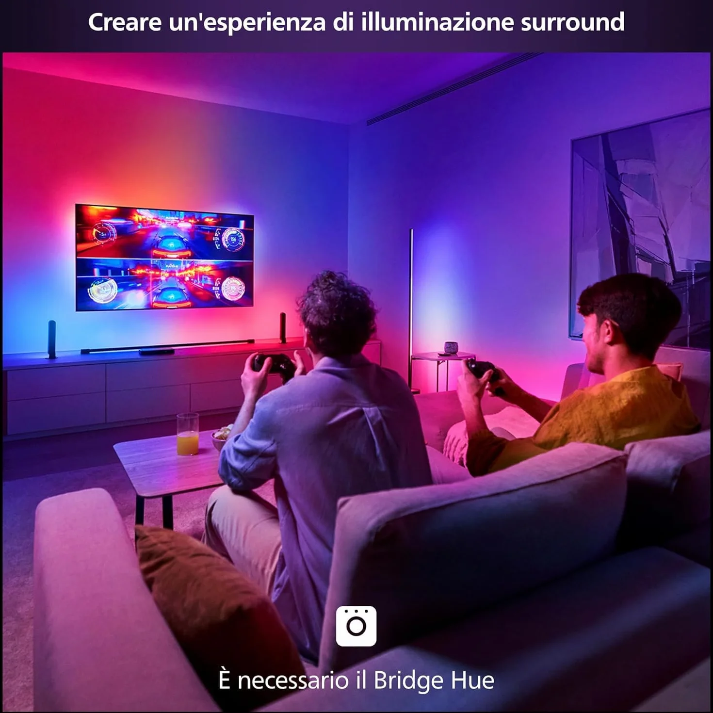 Philips Hue Play HDMI Sync Box 8K - Smart hub che sincronizza fino a 10 luci Hue - Hub luci che richiede Hue Bridge - Supporta Dolby Vision HDR10+ - Controllo con app Hue per luci smart