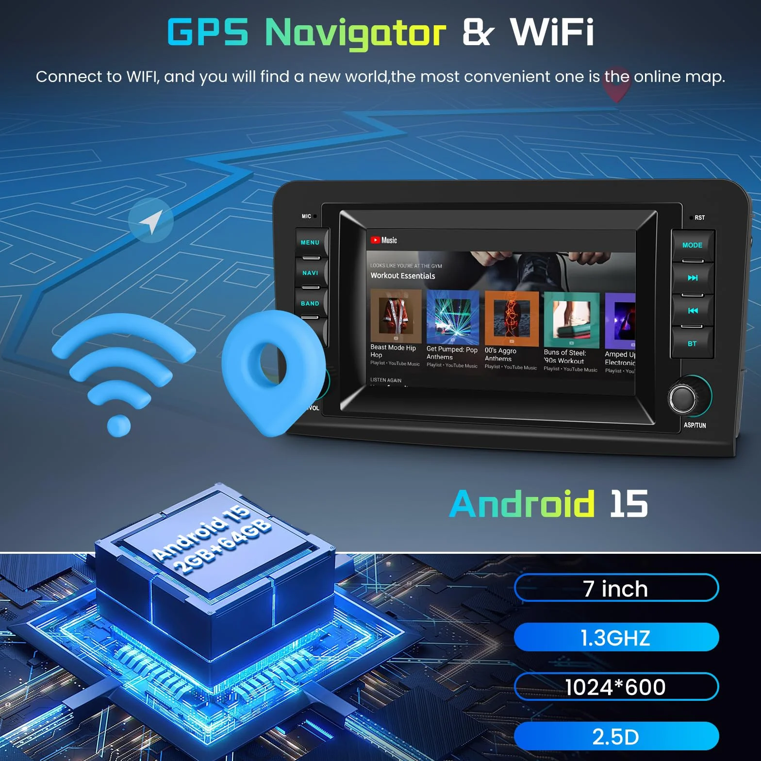 Hodozzy 2GB 64GB Android Autoradio per Mercedes-Benz Classe ML GL W164 X164 ML300/ GL320 350 420 450 500 Radio Carplay Android Auto Wireless, 7 Pollici Touchscreen GPS WiFi Bluetooth RDS Retromarcia