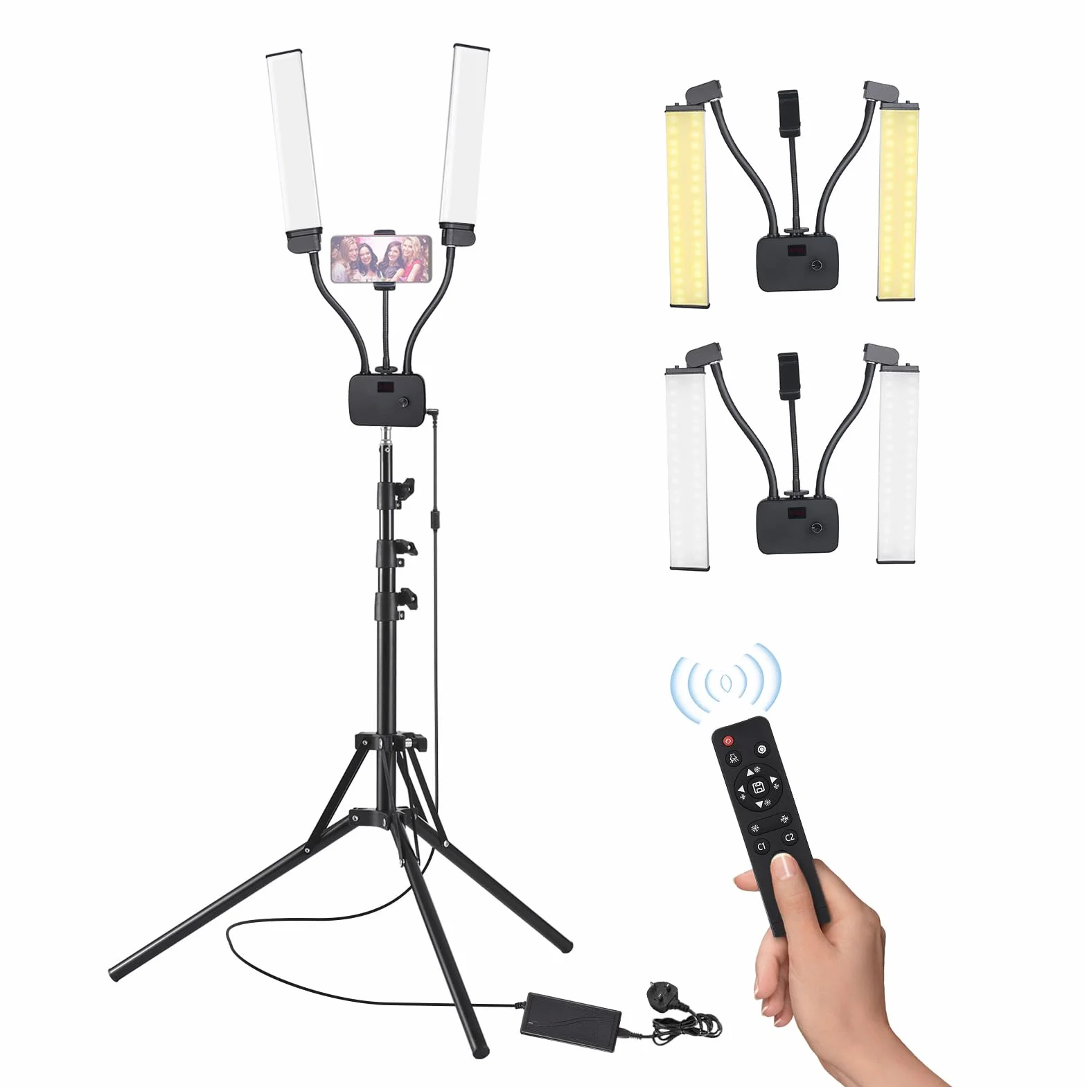 Andoer Lampada per tatuaggi da 50 W, lampada per ciglia, luce per cosmetici, luce video a LED con treppiede (39 – 200 cm), intensità luminosa (10% – 100%), 3000 – 6500 K, CRI 90+ per trucco
