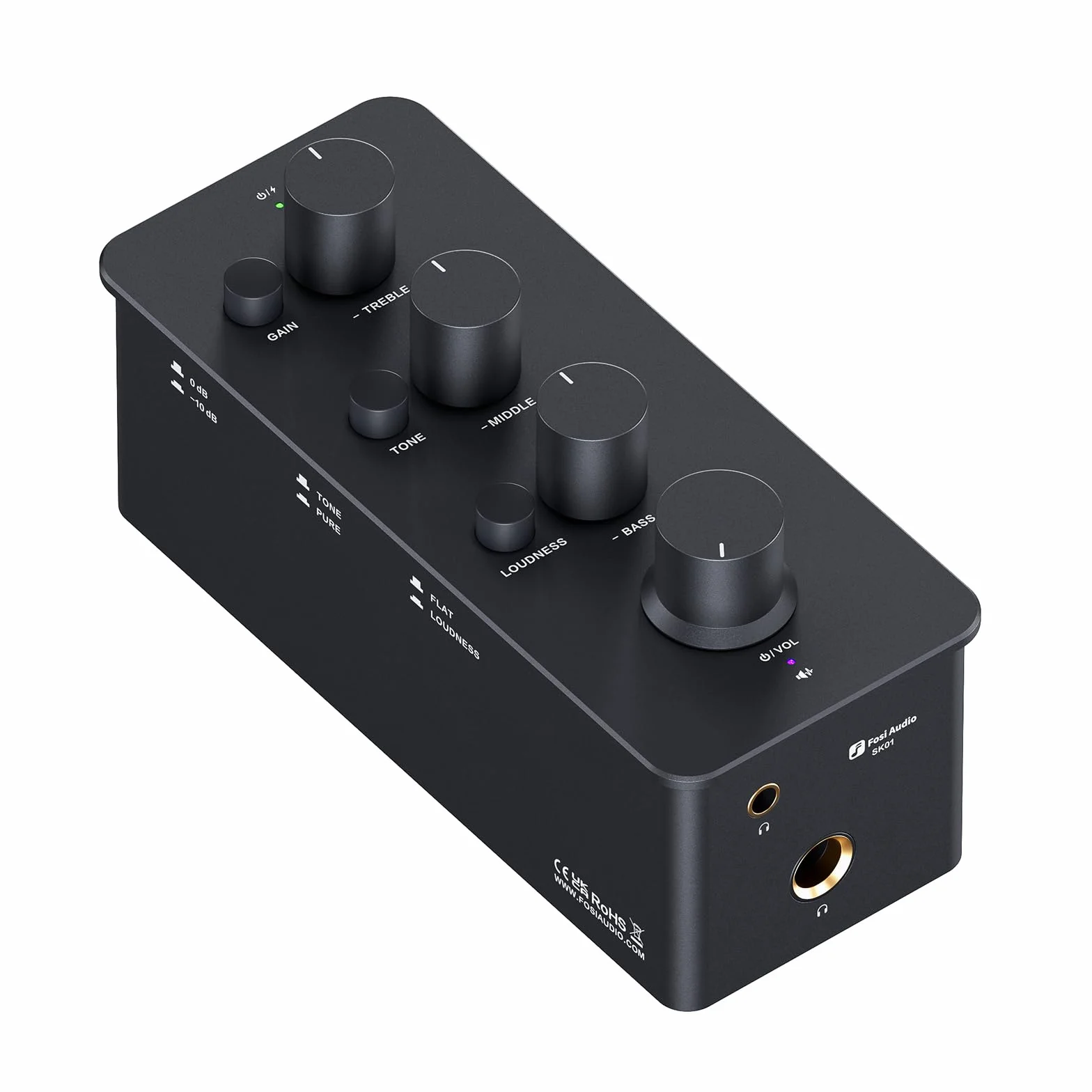 Fosi Audio SK01 Amplificatore Cuffie, Equalizzatore Audio, Classe A Amplificatore per Cuffie Portatile, Controllo dei Toni Medio Bassi e Alti, Compensazione del Volume, per Jack da 3,5mm&6,35mm