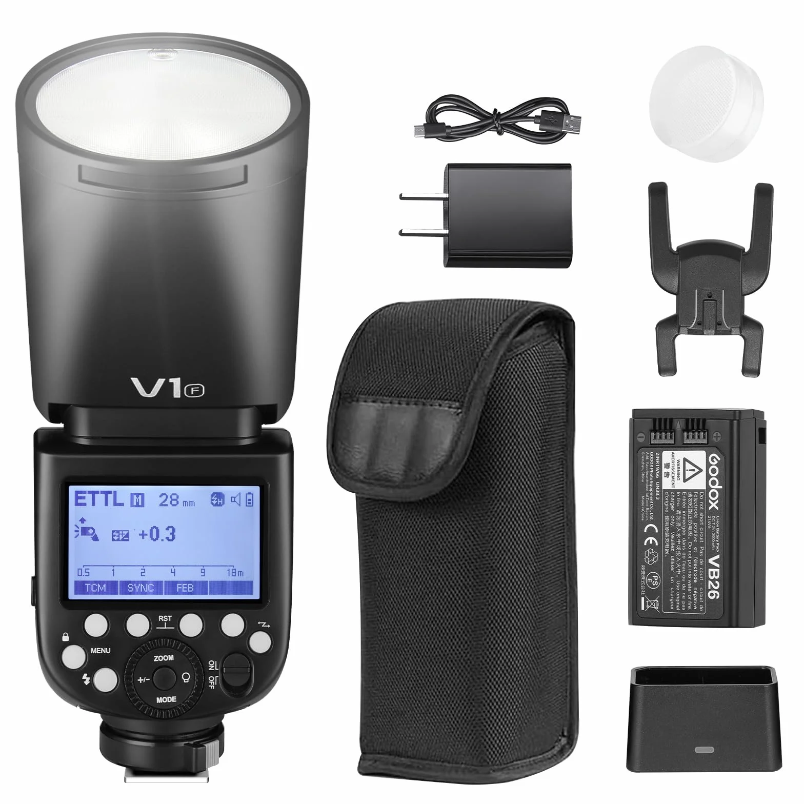 Godox V1F Flash Speedlite 76Ws 2.4G Alta Velocità Sync 1/8000s 2600mAh Li-Ion Akku per Fotocamere Fuji