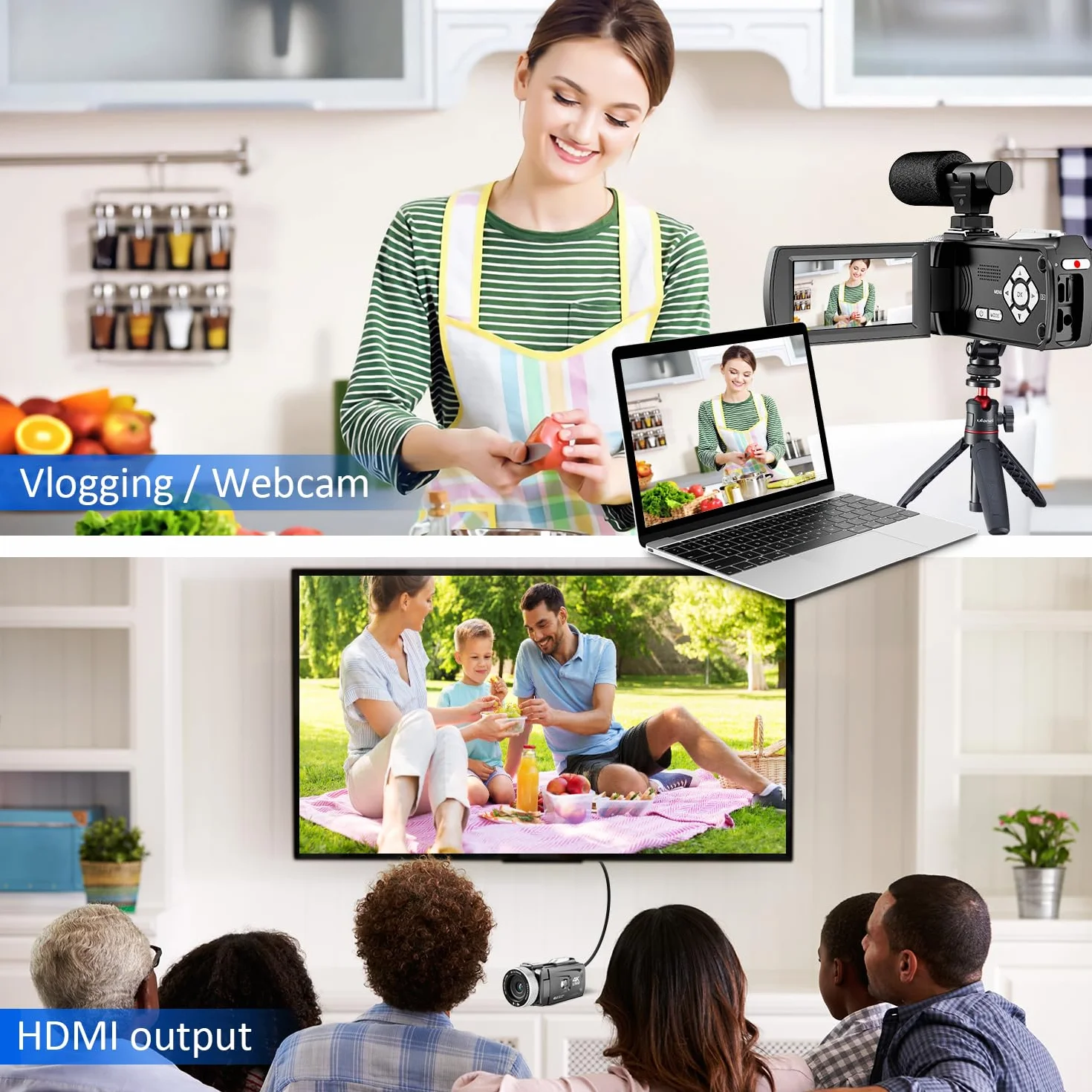 Videocamera Digitale 4K, Videoregistratore 48MP Foto/4K 60fps, Videocamera per Principianti per Vlogging, Youtube, con 2 Batterie/Microfono Esterno/Scheda SD/Telecomando