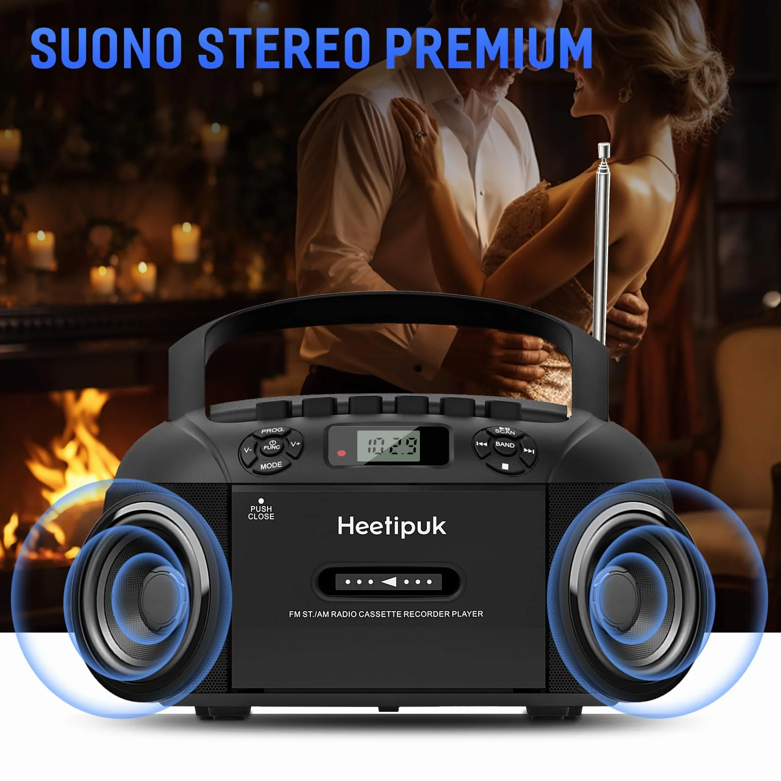Lettore CD Radio Portatile, CD Player FM/AM con Jack per Cuffie, Stereo Cassa Bluetooth, lettore CD a Cassette con Ingresso Audio USB/AUX, Display LCD per Casa, Regalo (Nero)
