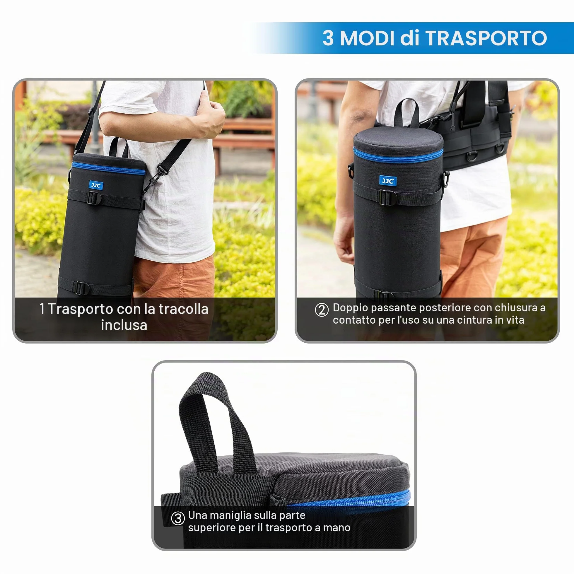 JJC Custodia per obiettivo Deluxe per Sony FE 200-600 mm F5,6-6,3G OSS, accessori per lenti impermeabili, custodia protettiva con tracolla e cuscino rimovibile, dimensioni interne 5,5 pollici x 14,5