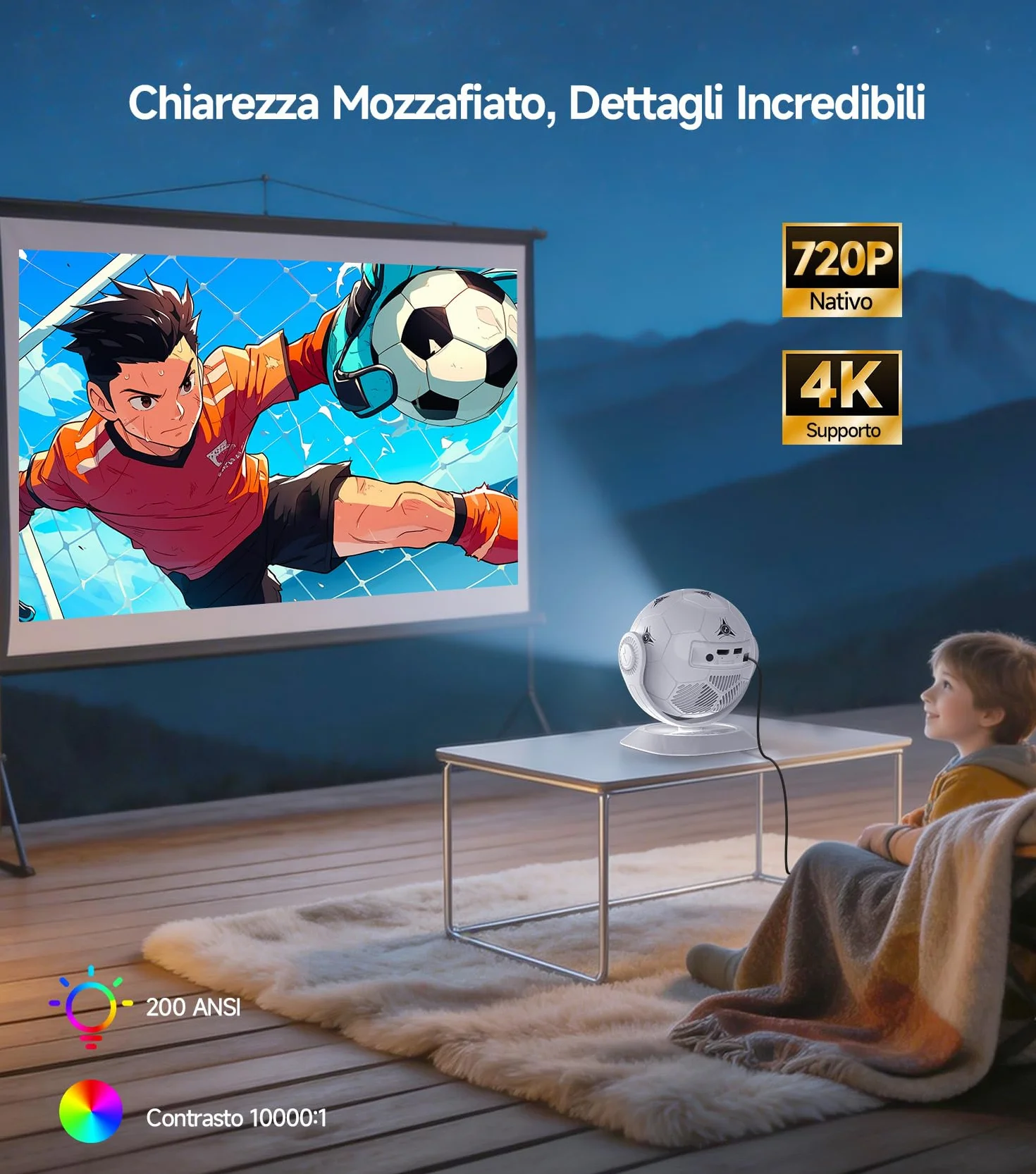 Magcubic Mini Proiettore Portatile 4K Support, Mondiali 2026 Videoproiettore per Smart TV e Telefono, WiFi 6 Bluetooth 5.4, Projector Cinema in Casa, Auto Keystone, Android 14, Rotazione 360° HY300F