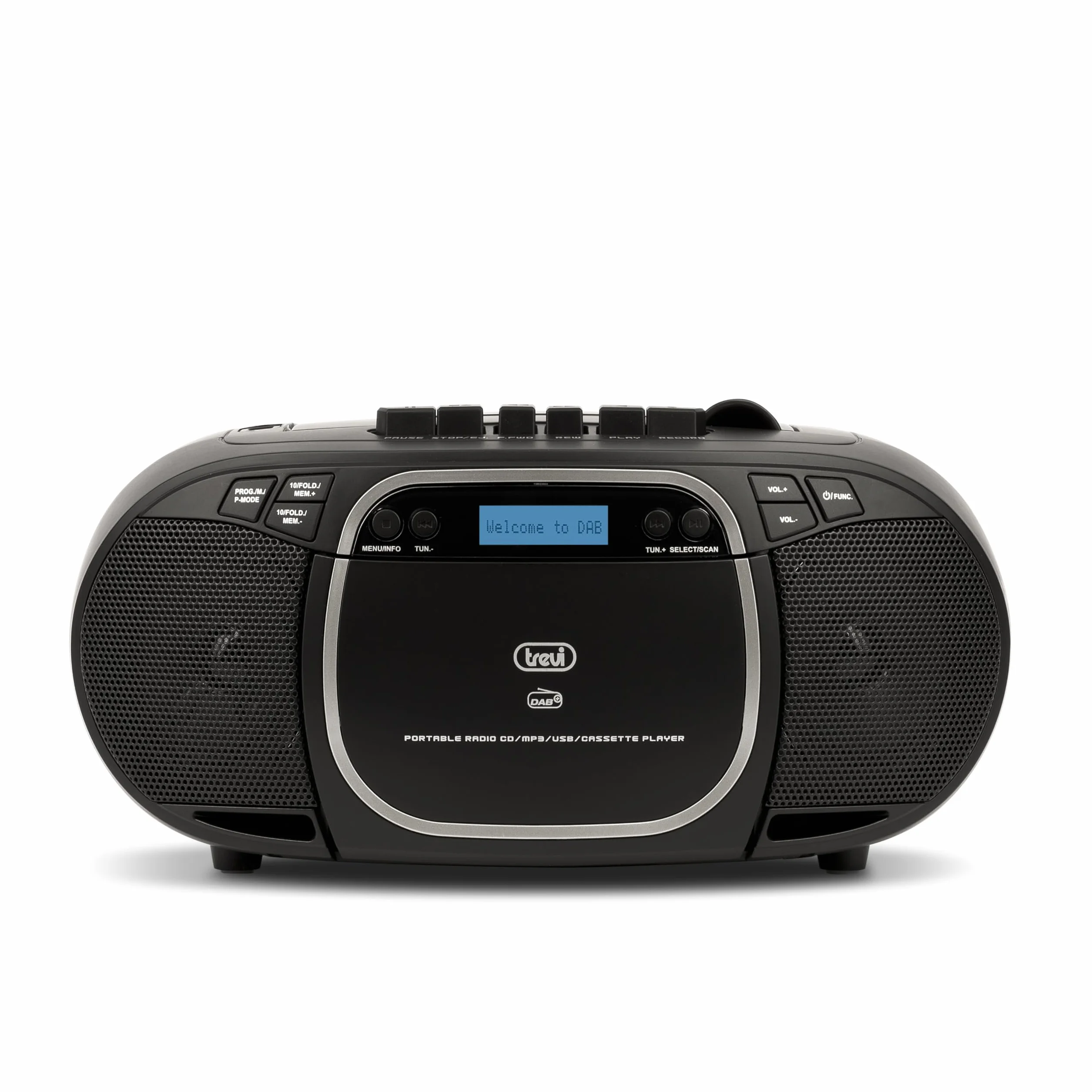 Trevi CMP 576 Stereo Portatile DAB FM, Boombox con Lettore CD e Musicassette, Ingressi USB, AUX-IN e Presa Cuffia