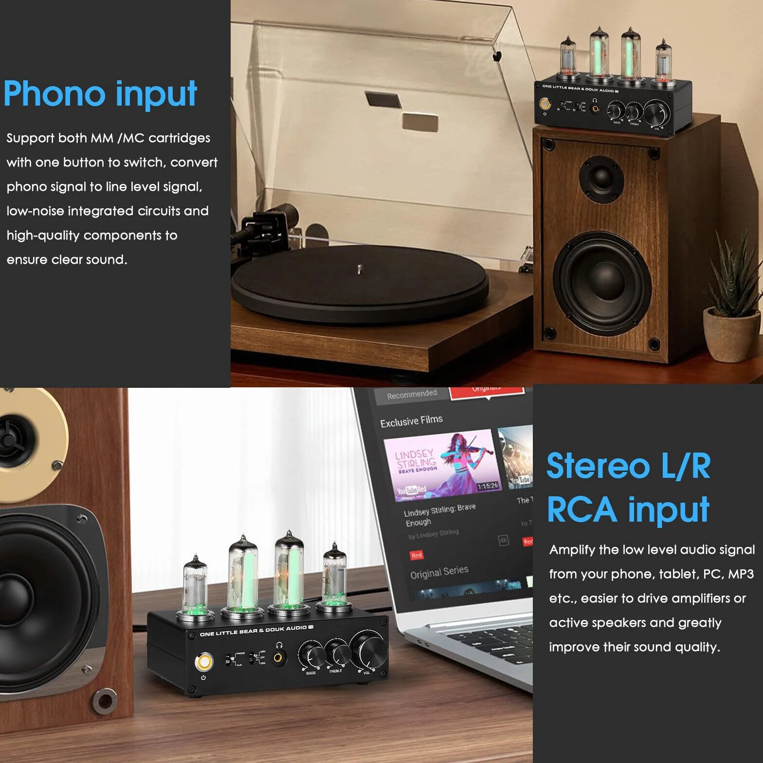 HiFi 6E2 Preamplificatore a valvole Phono Preamp per giradischi MM/MC Amplificatore per cuffie