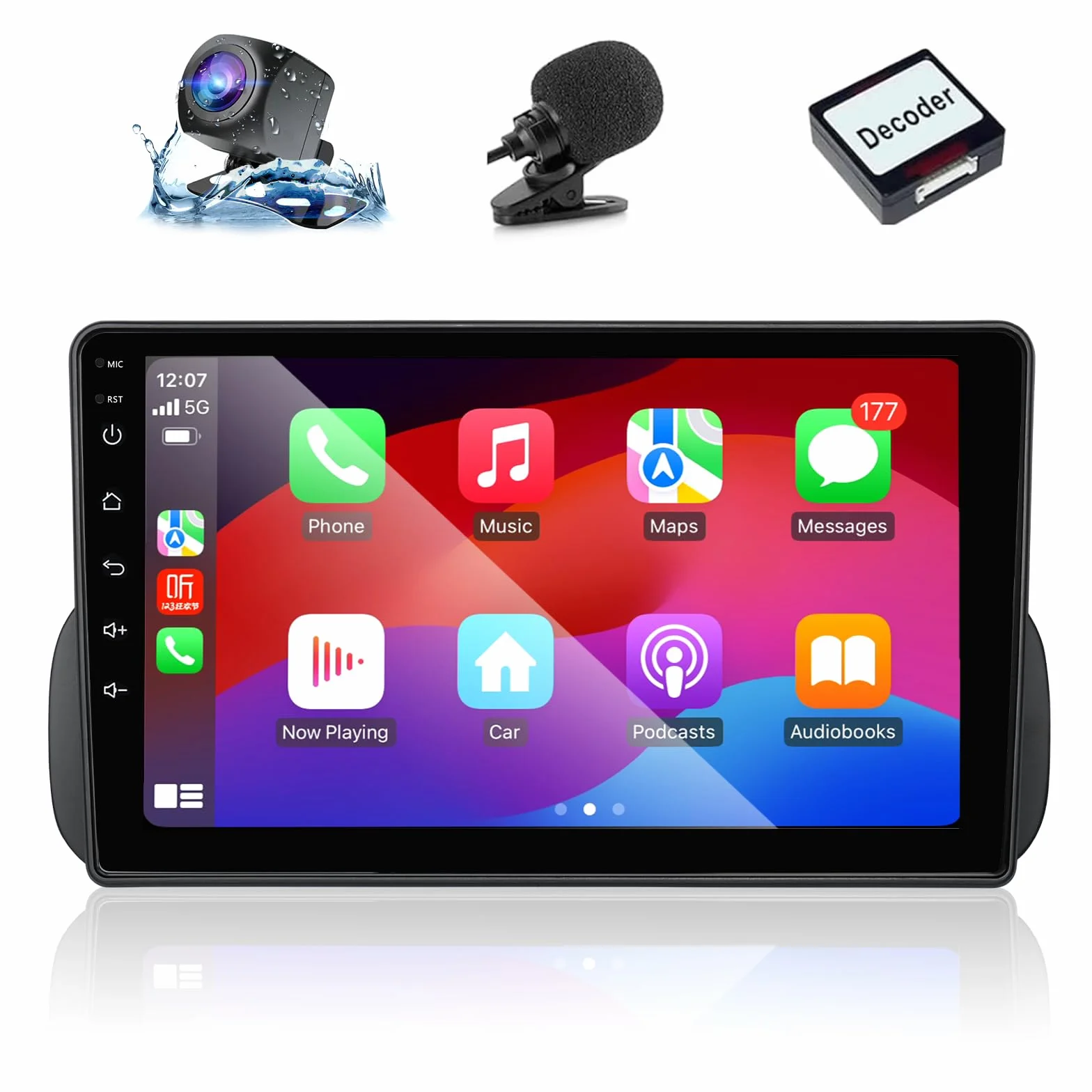 Autoradio 9 Pollici per Fiat Panda 319 (2013-2020) con Android Auto e CarPlay Wireless, RDS Car Radio Bluetooth Android Stereo con Telecamera Retromarcia/Mic/CANbus/WiFi/App Store 2G+32G