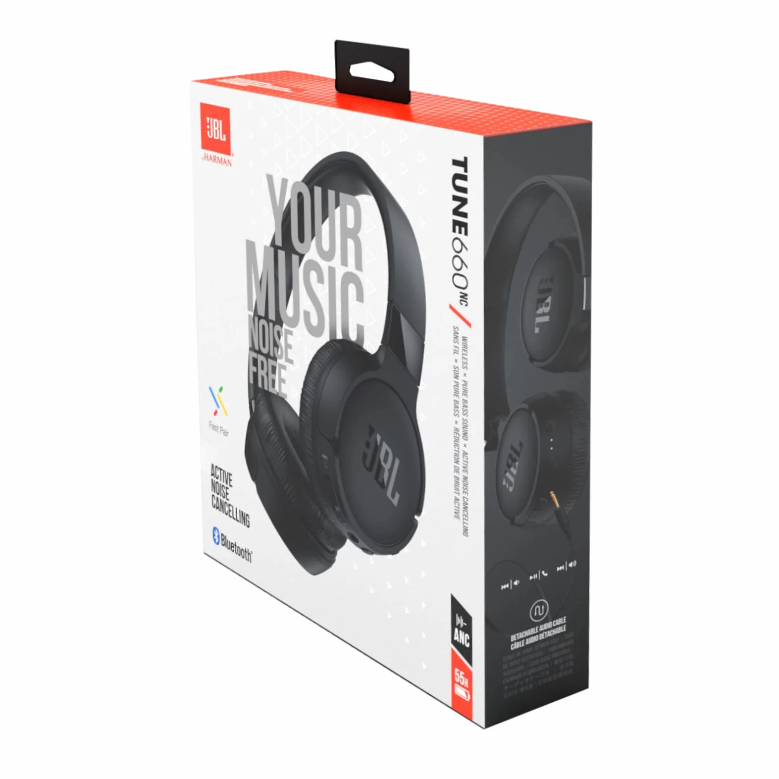 JBL Tune 660 NC Cuffie on-ear wireless Bluetooth cancellazione rumore Pure Bass Sound 44 ore nero