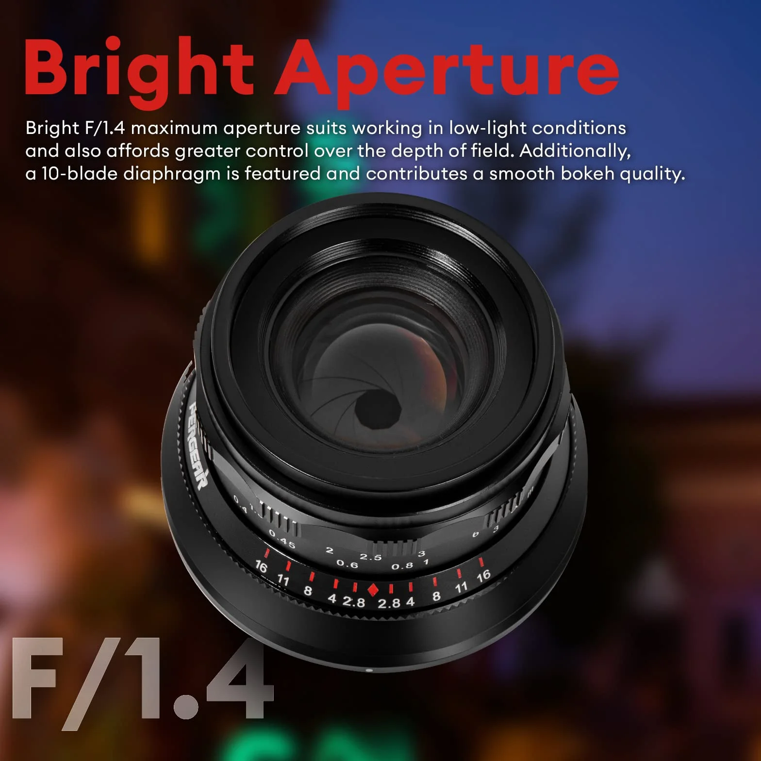PERGEAR 35mm F1.4 Full-Frame Obiettivo con messa a fuoco manuale, compatibile con fotocamere Sony E-Mount A7RIII A7RIV A7S A7SII A7SIII A9 A7C A6400 A6000 A6600 A6100 A6500 A6300