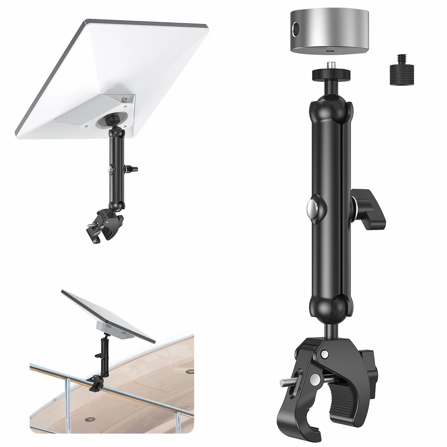 EDUP LOVE Starlink - Kit di montaggio per mini palo per camper, portapacchi e balcone, staffa regolabile per palo con morsetto regolabile e adattatore per treppiede in alluminio, accessori Starlink