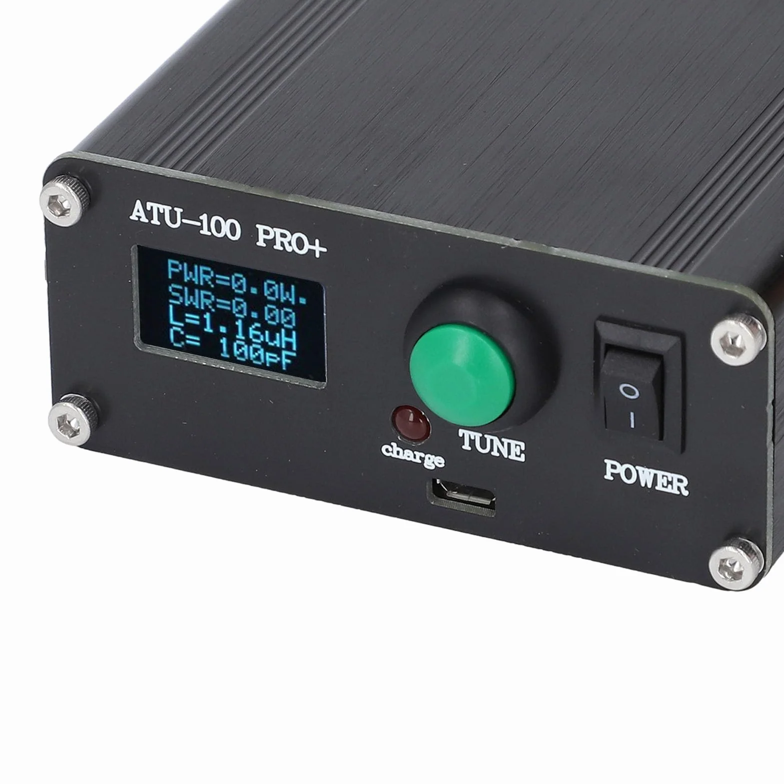 Sintonizzatore Automatico ATU 100 Pro+ per Antenna con Display 0,96 Pollici Ricarica USB Lega di Alluminio e Condensatore SMD per Apparecchiature Radio